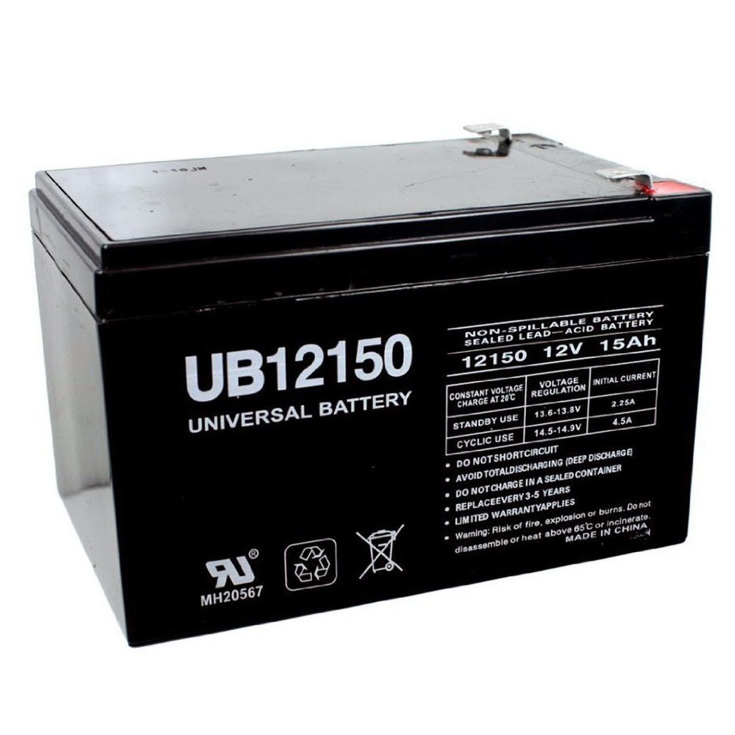 UPG UB12150F2CH12V137 12V 15AH Replaces Battery for Kung Long WP1412E