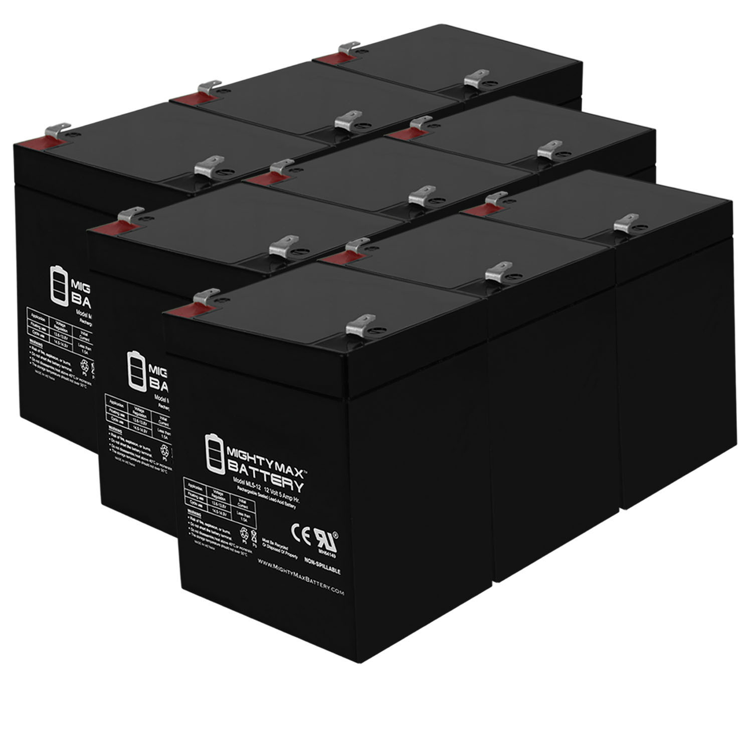 ML5-12 - 12V 5AH Battery for Napco Alarms MA1016LKDL - 9 Pack