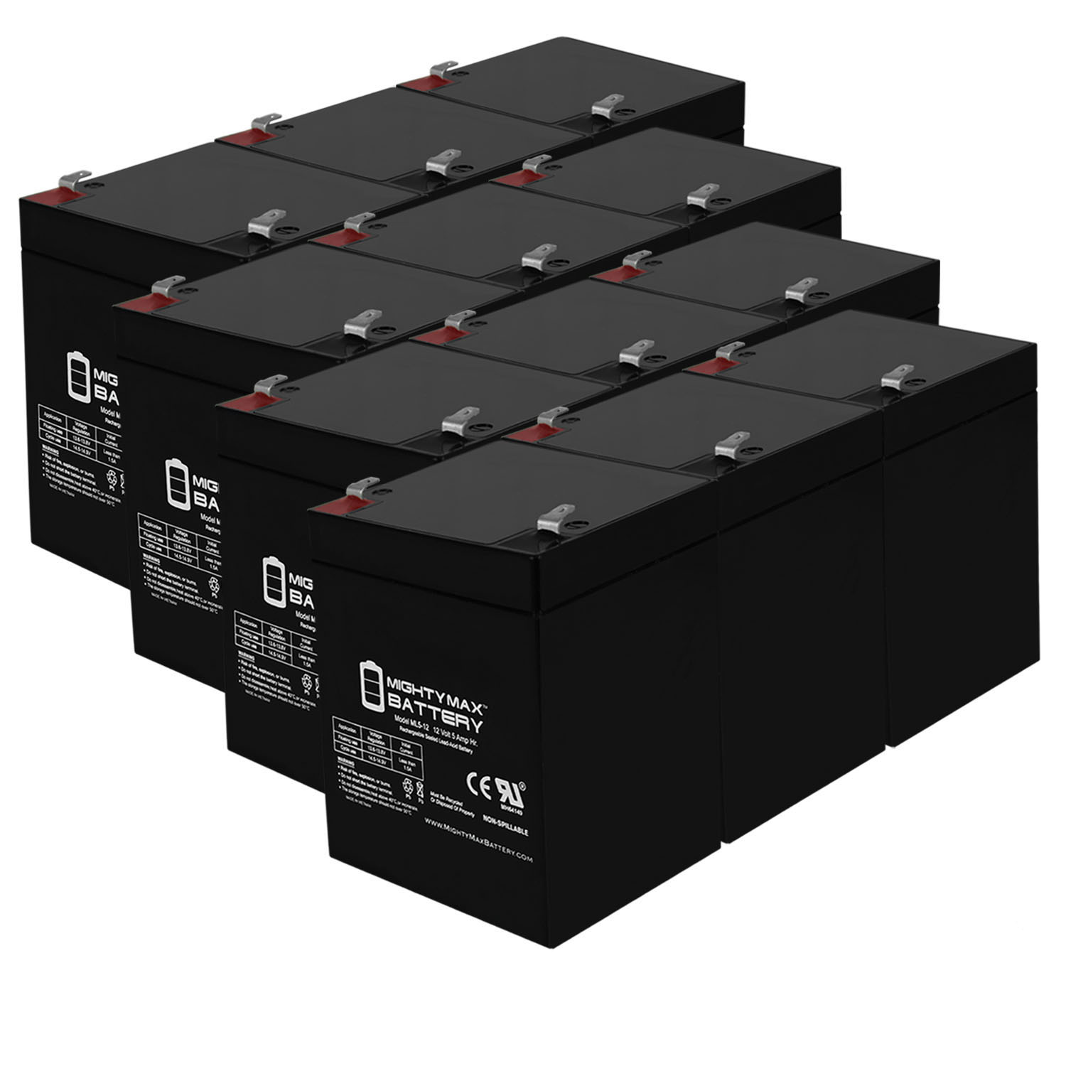 ML5-12 - 12V 5AH Battery for Napco Alarms MA1016LKDL - 12 Pack