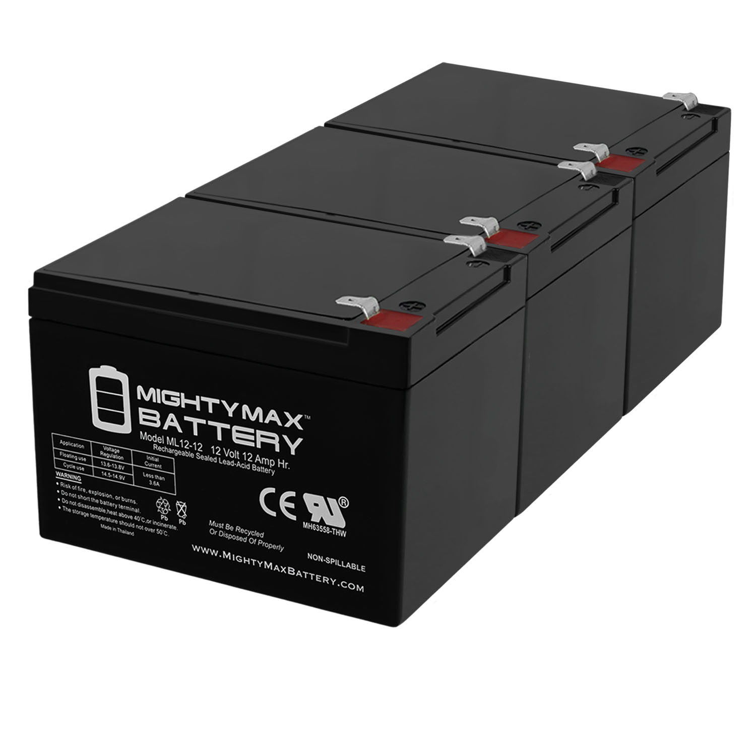 ML12-12 - 12V 12AH F2 Replacement Battery compatible with Belkin Pro NETUPS F6C700 Battery - 3 Pack