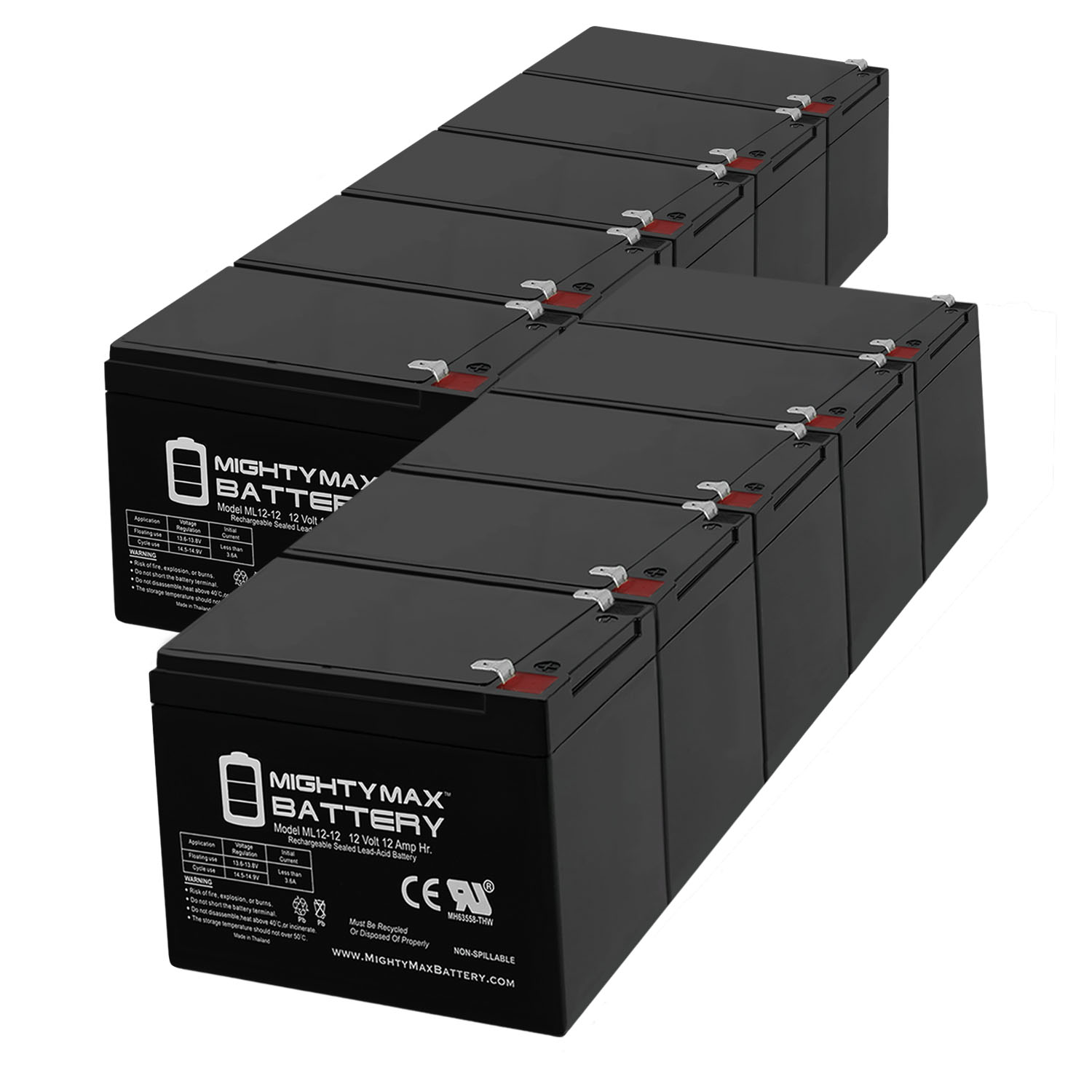 ML12-12 - 12V 12AH F2 Replacement Battery compatible with Belkin Pro NETUPS F6C700 - 10 Pack