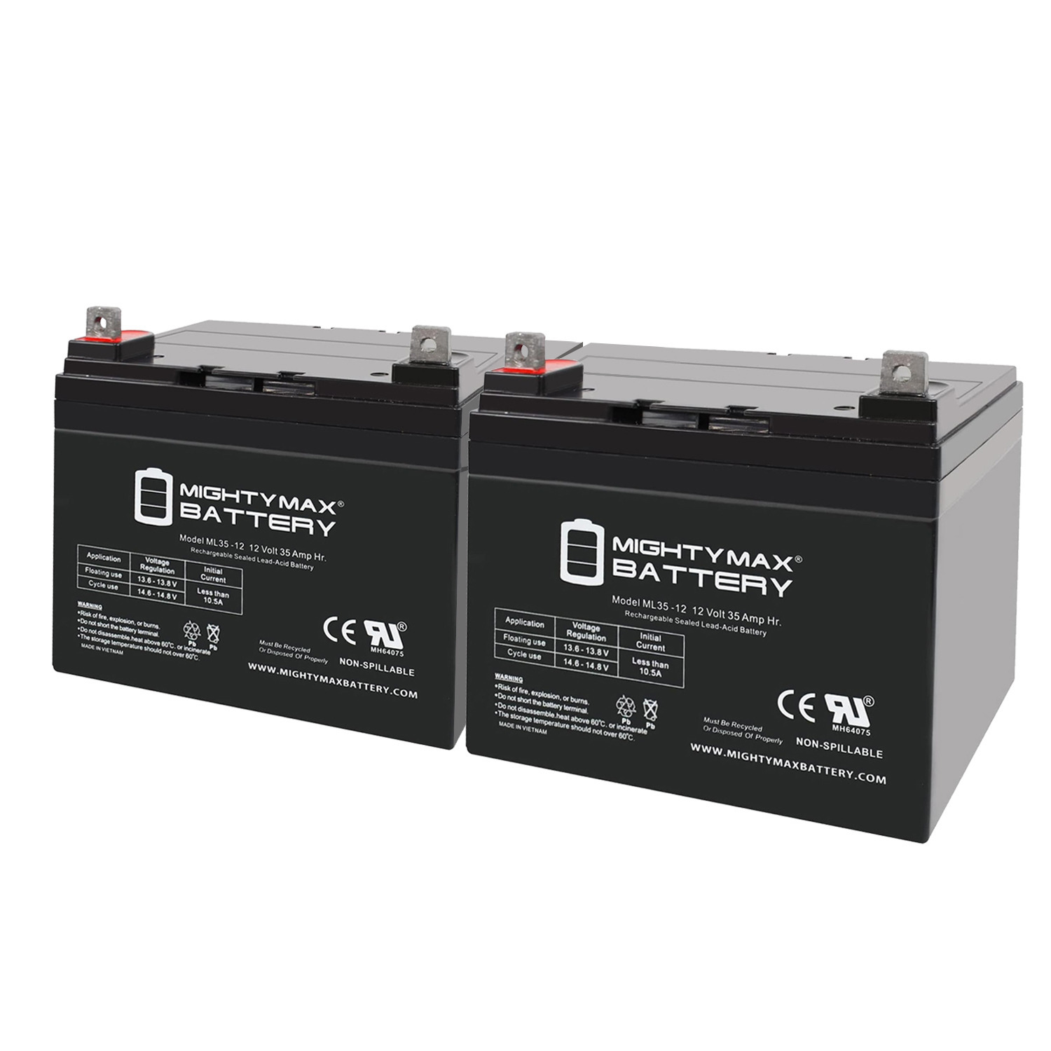 ML35-12 - 12V 35AH SLA Battery for Invacare PRONTO M50 M6 M71 - 2 Pack