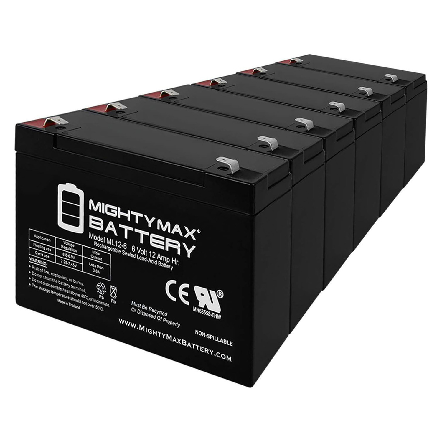 ML12-6 .250TT  - 6V 12AH Replacement Battery for Jolt Batteries SA6120 - 6 Pack