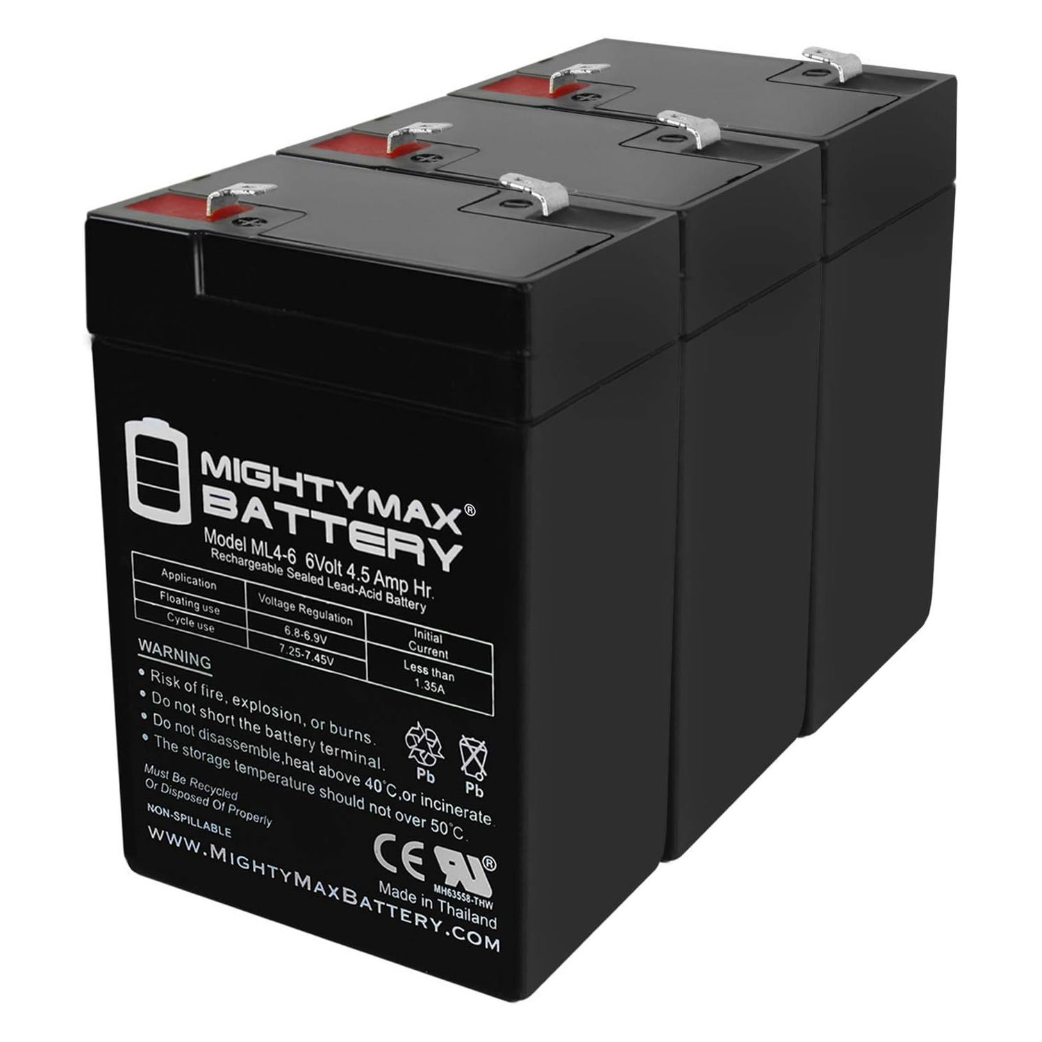 6V 4.5Ah Emergency Exit Lighting SLA Battery - 3 Pack