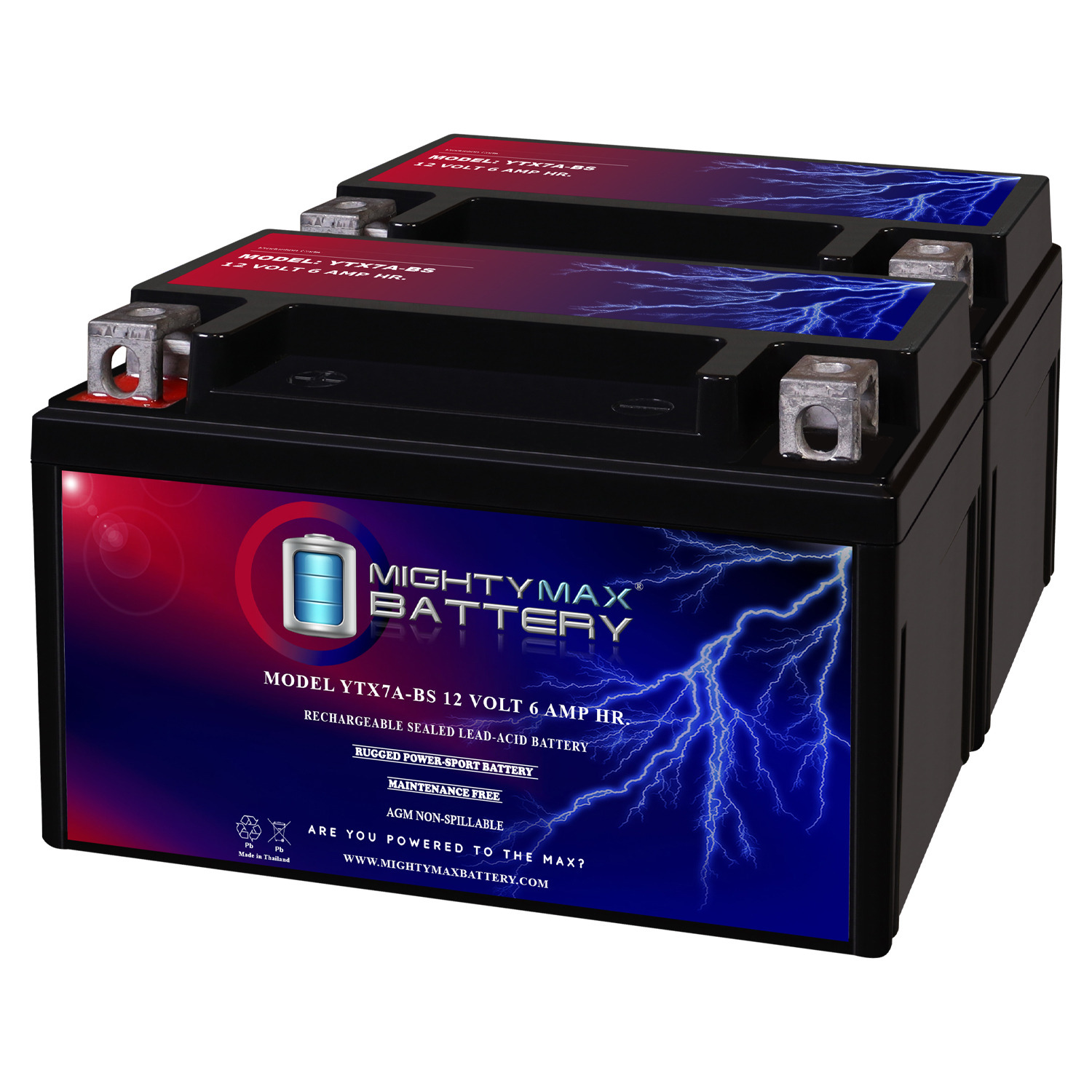 YTX7A-BS Battery for Daelim Othello 125, 1999 - 2 Pack