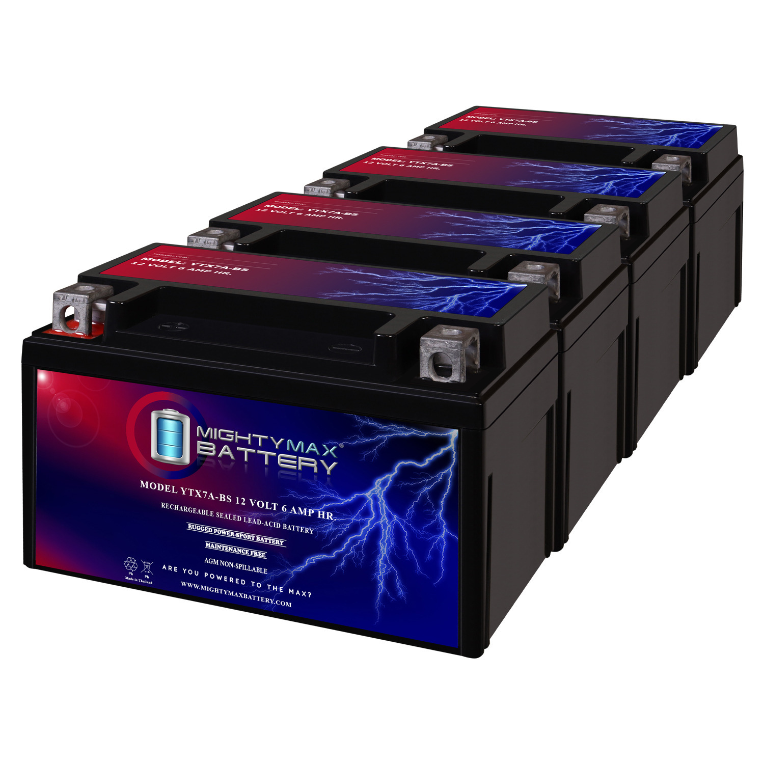 YTX7A-BS Battery Replacement for Scooter Sears 44023 - 4 Pack