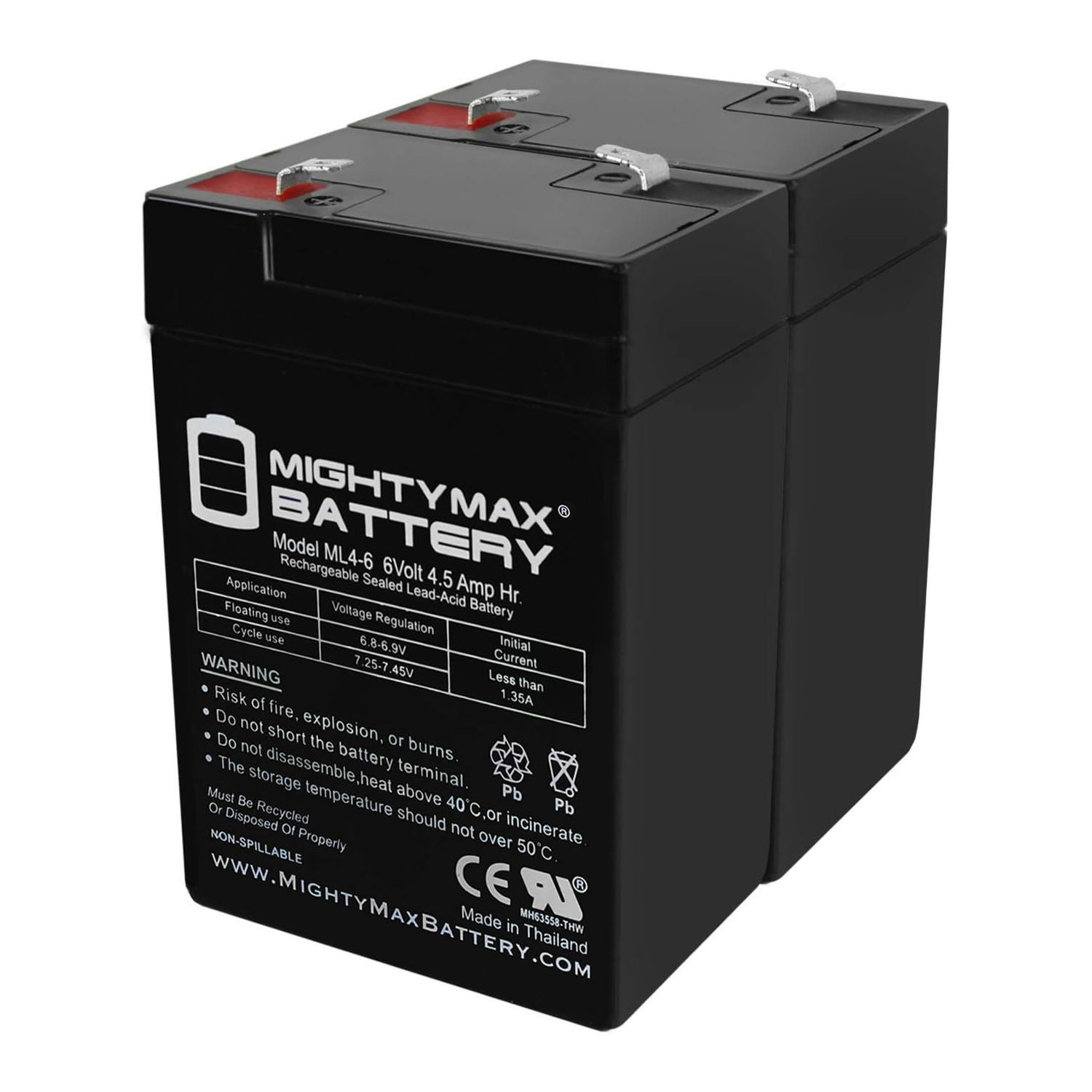 6V 4.5AH SLA Replacement Battery for HKbil 3FM4.5 - 2 Pack
