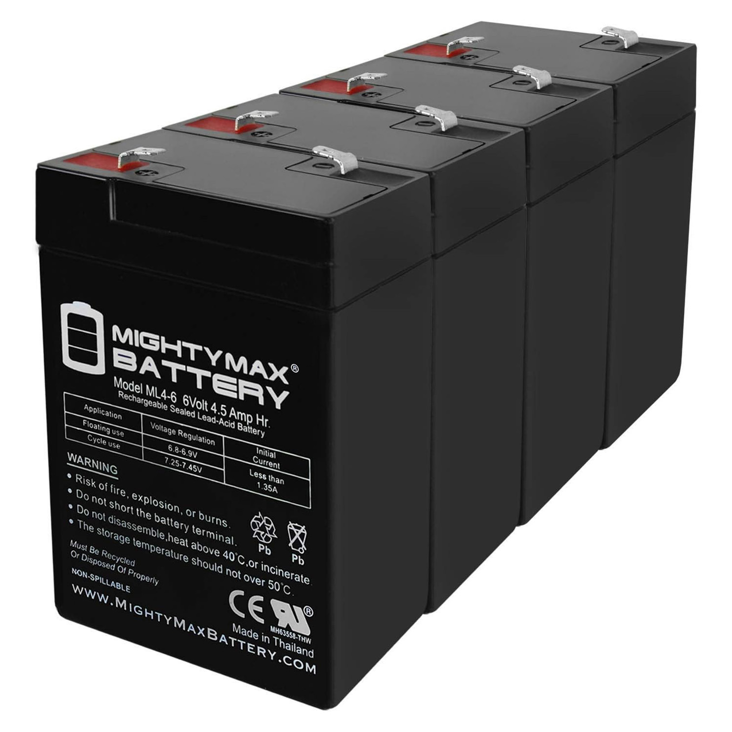 6V 4.5AH SLA Replacement Battery for HKbil 3FM4.5 - 4 Pack