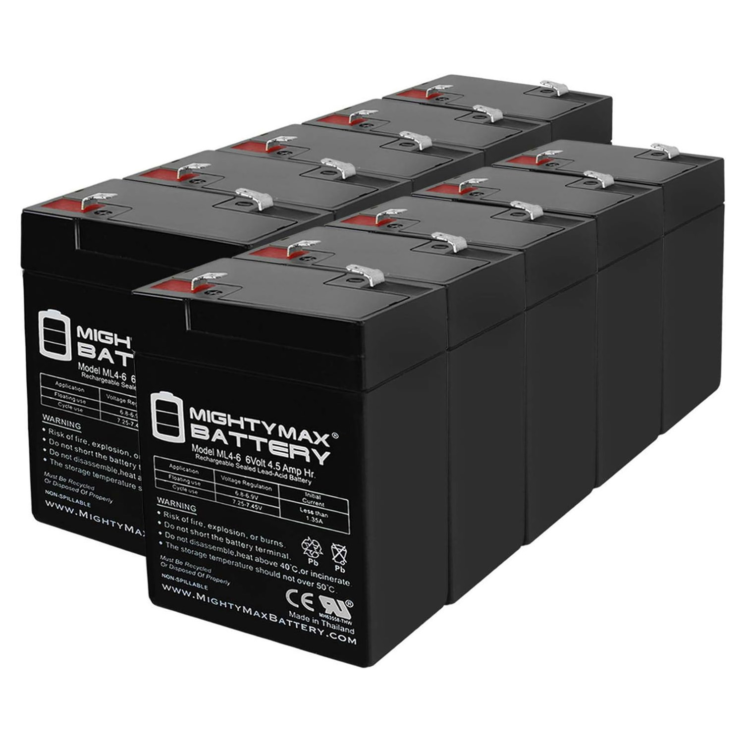 6V 4.5AH SLA Replacement Battery for Lithonia H2MSW, H2NS1R - 10 Pack