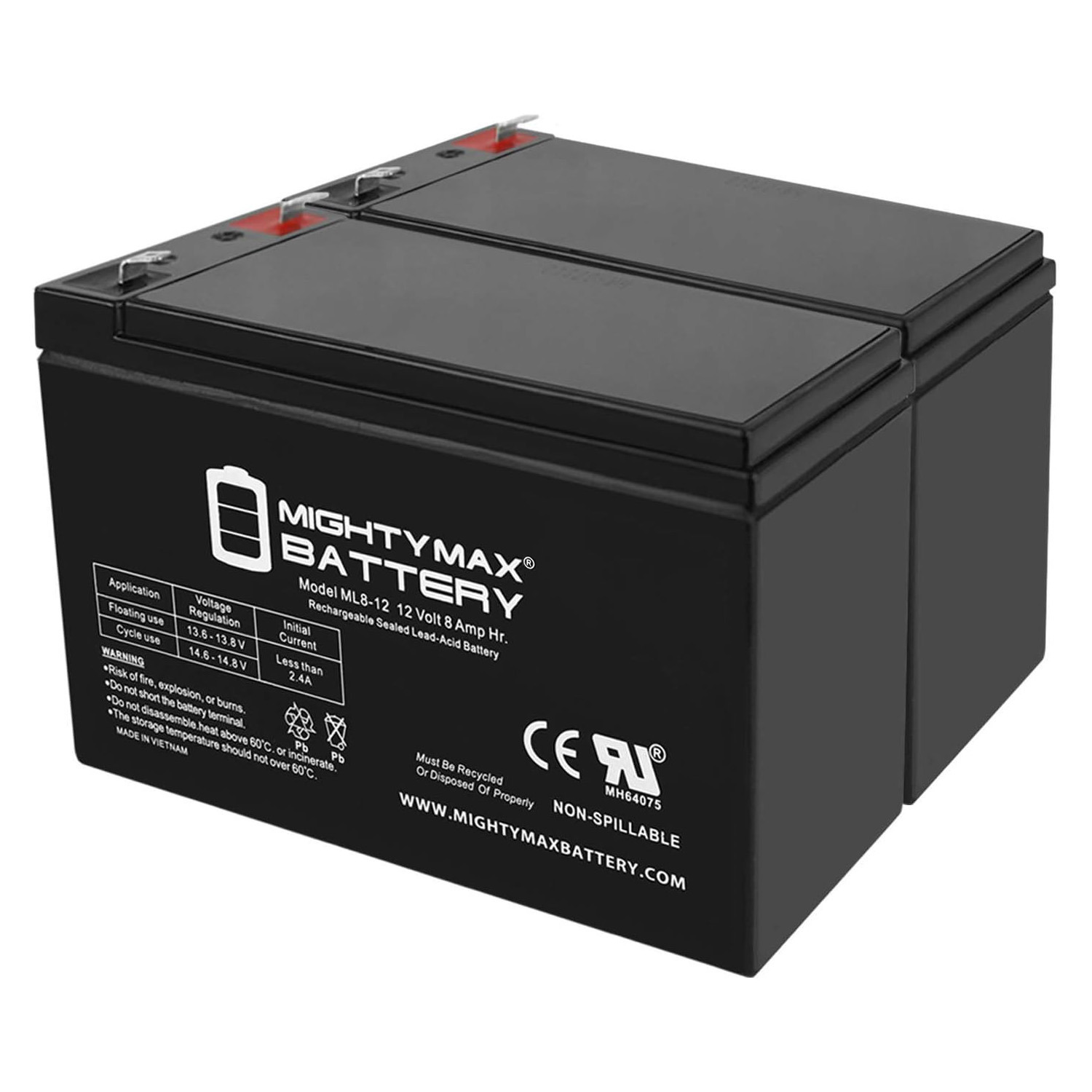 12V 8Ah Battery Replacement for Sola B510-600-U, B510-900-A - 2 Pack