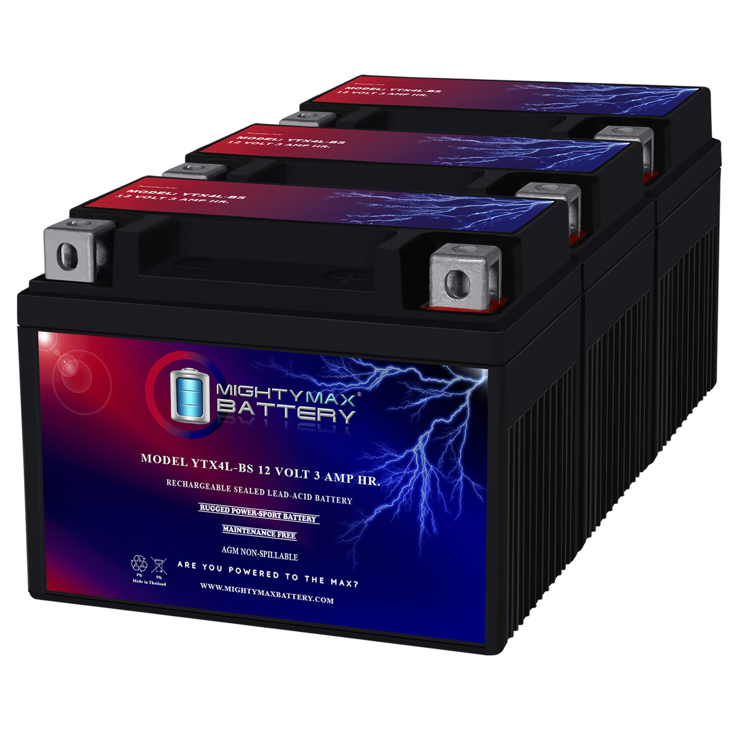 YTX4L-BS SLA Replacement Battery compatible with KTM E/XC Racing 400CC 05-09 - 3 Pack