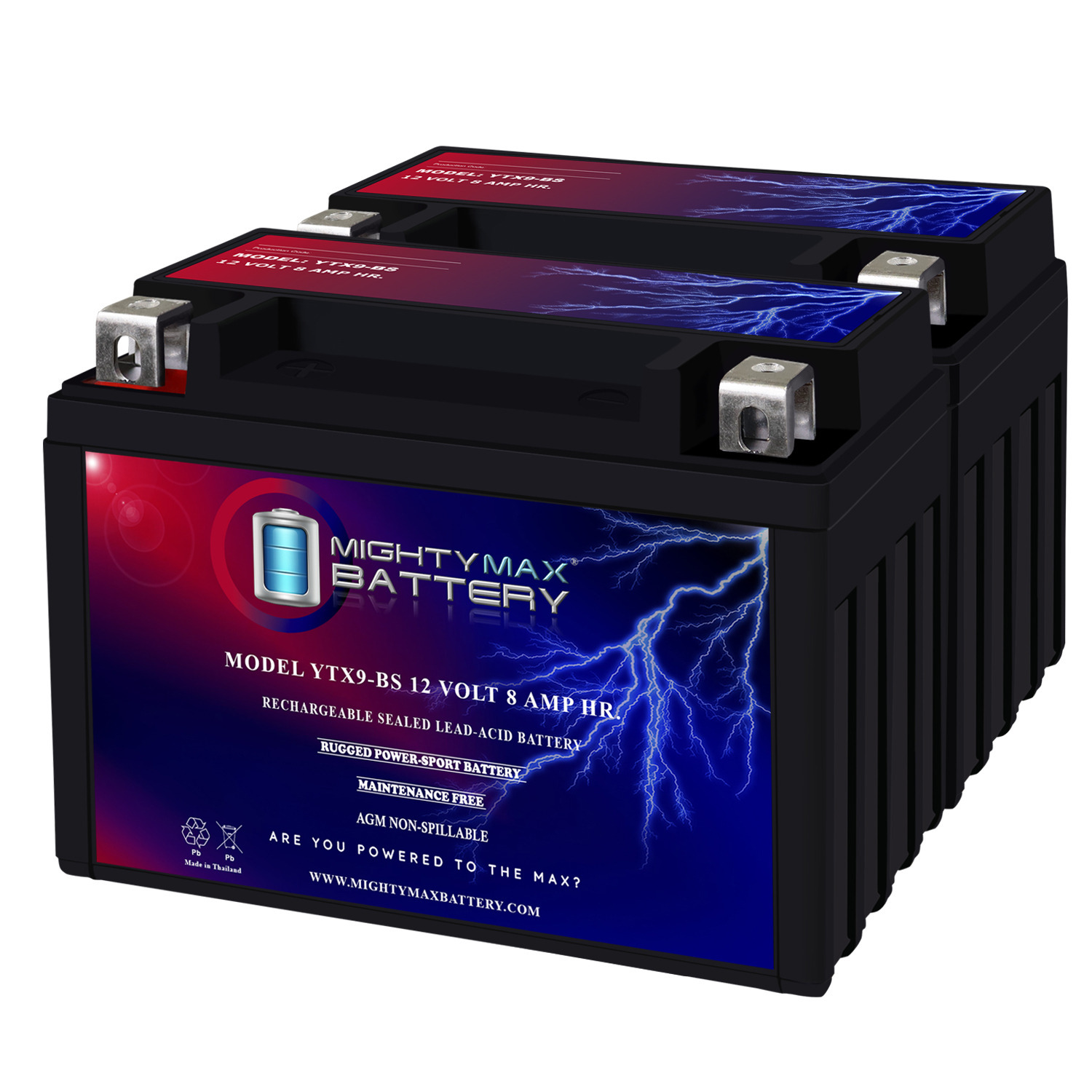 YTX9-BS SLA Replacement Battery compatible with KTM 620 1994-1998 - 2 Pack