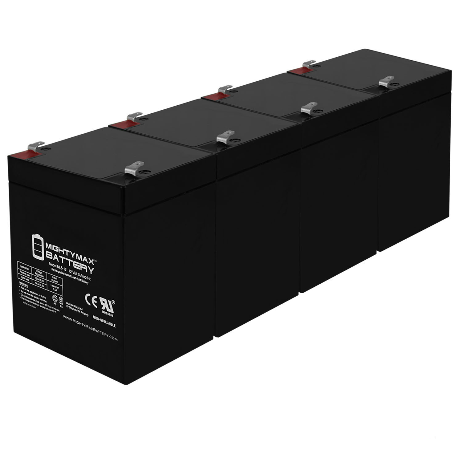 12V 5AH SLA Replacement Battery compatible with Panasonic LCR12V4PE - 4 Pack