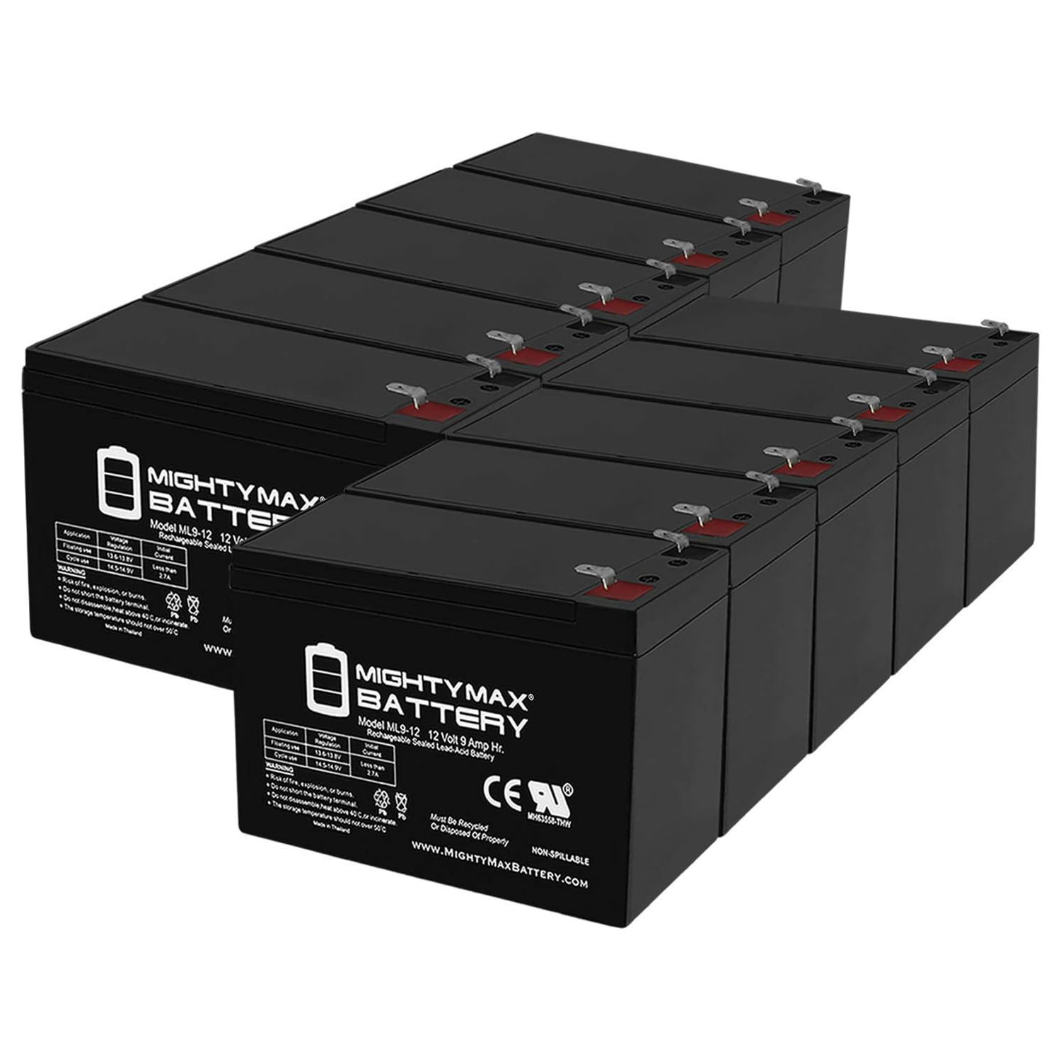 12V 9Ah SLA Replacement Battery for Dell 3750W (K804N) - 10 Pack