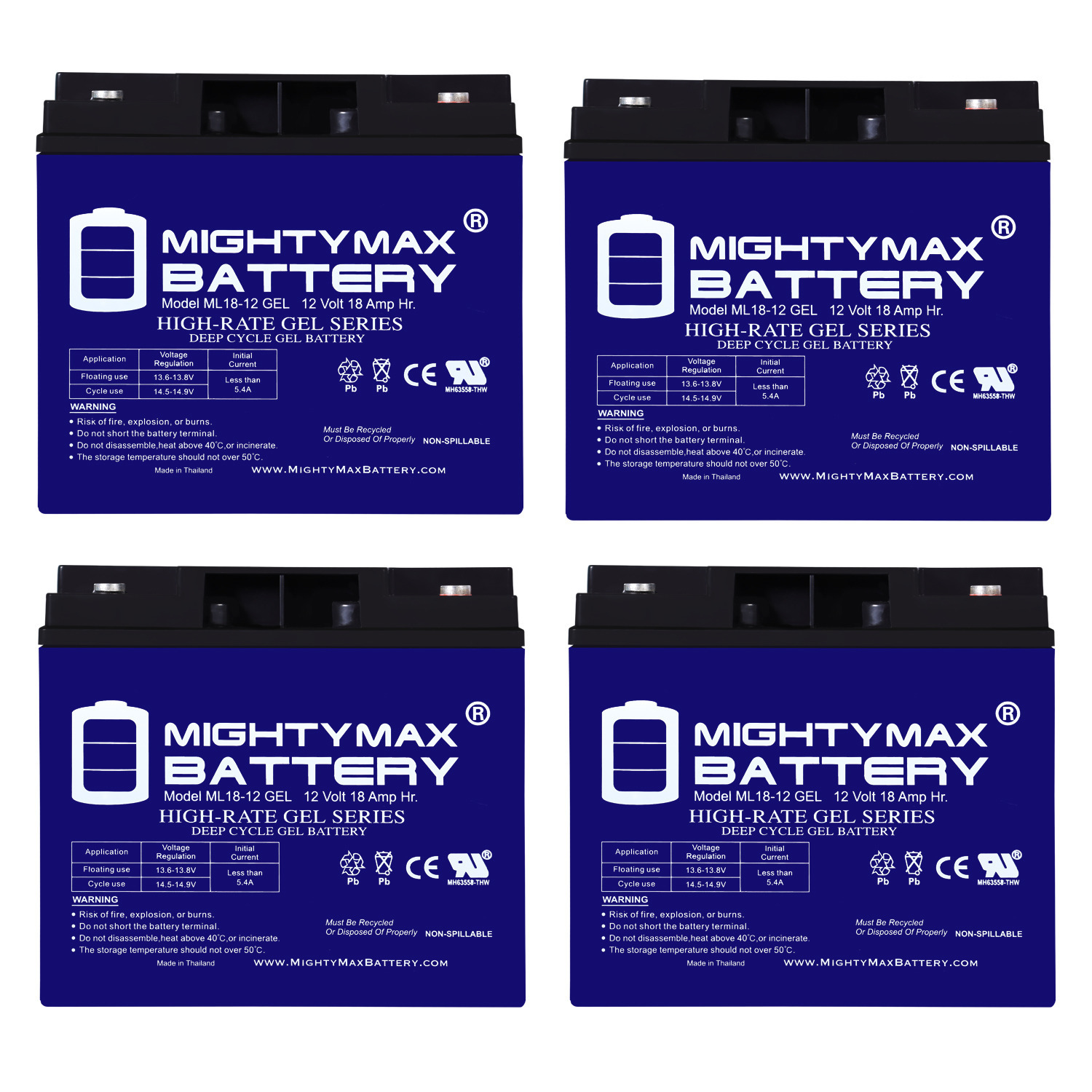 12V 18AH GEL Battery Replacement for Tripp Lite 325, 425 - 4 Pack