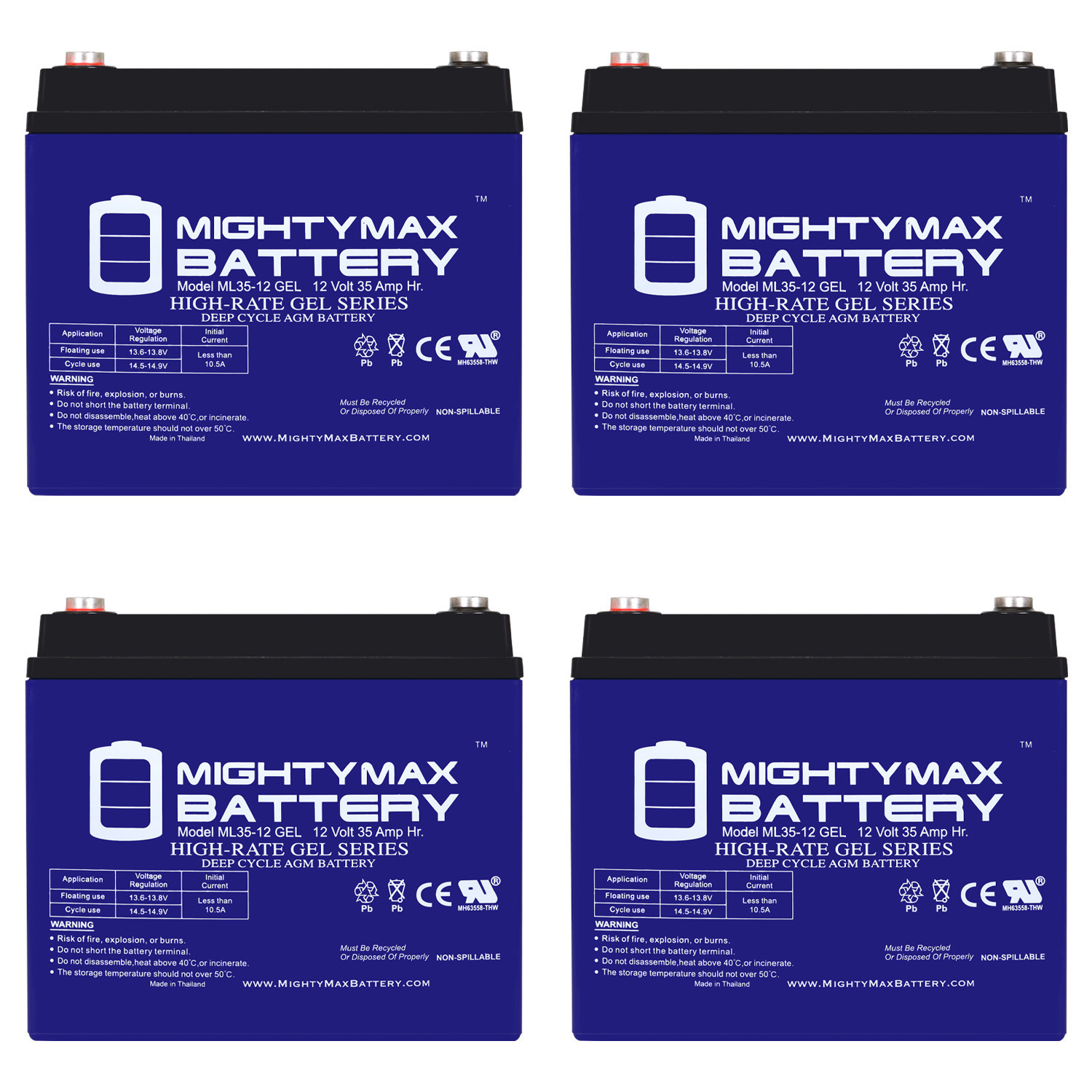 12V 35AH GEL Battery Replacement for Tripp Lite BC750LAN - 4 Pack