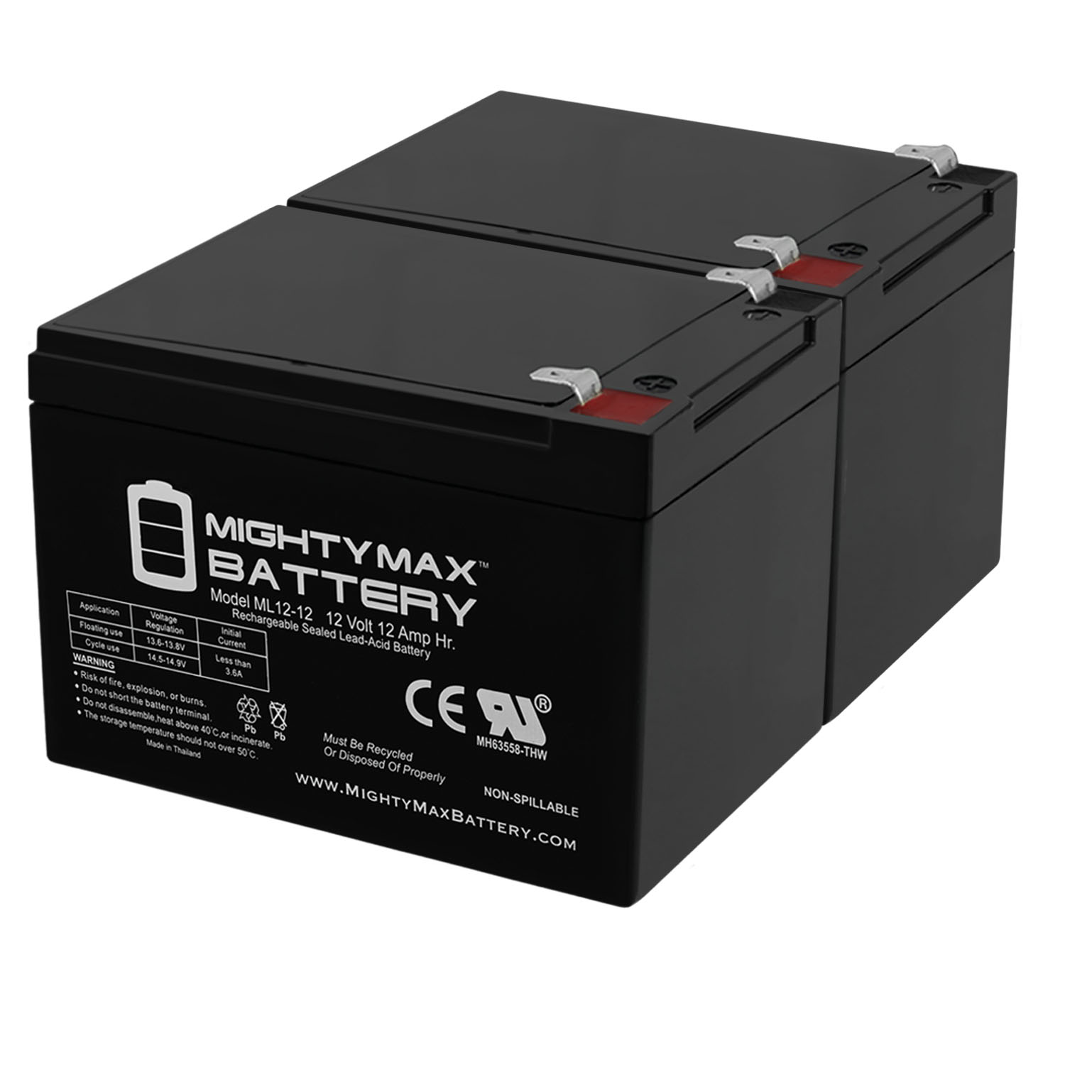 12V 12AH SLA Replacement Battery for Terminator II Scooter - 2 Pack