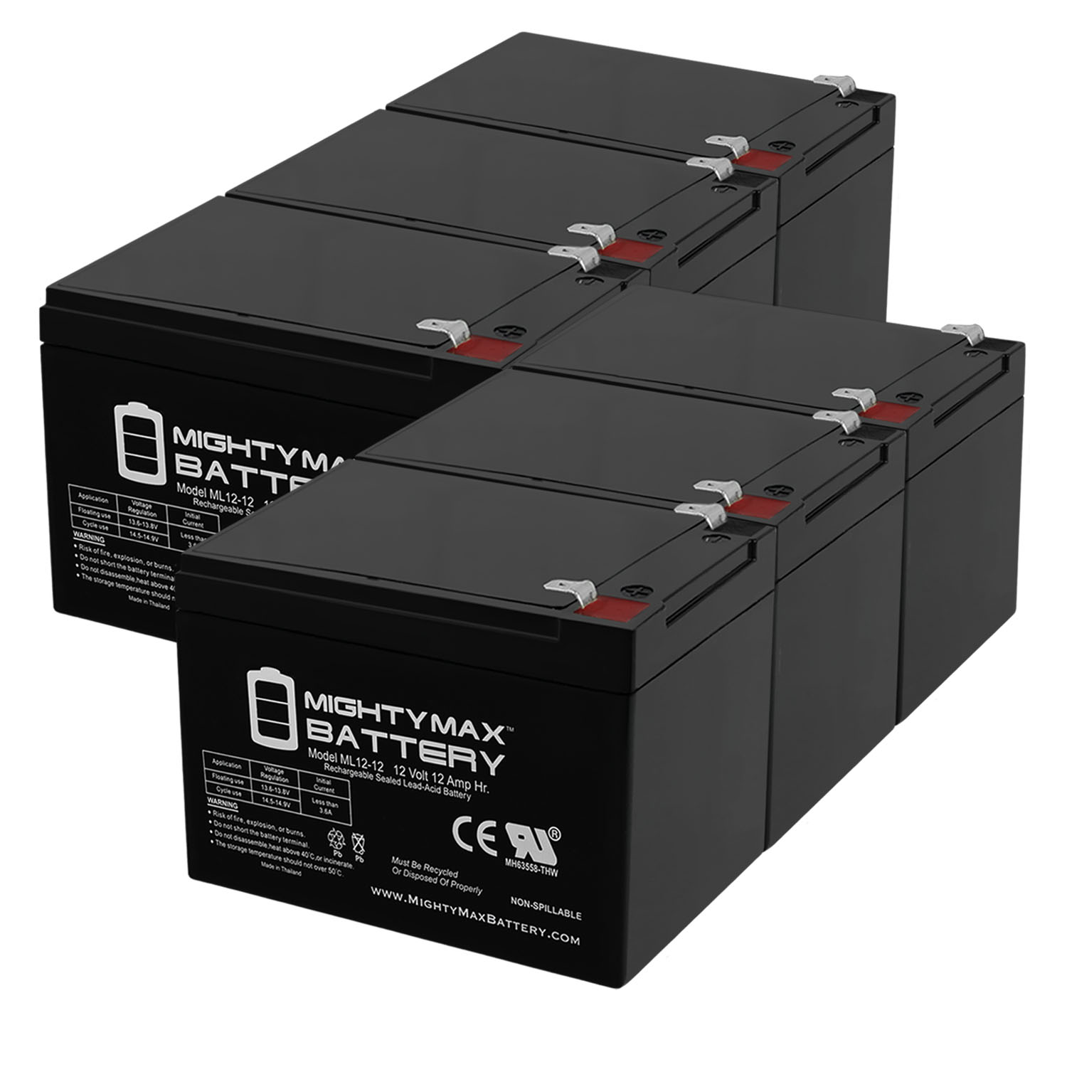 12V 12AH SLA Replacement Battery for MK ES12-12TE Patriot - 6 Pack