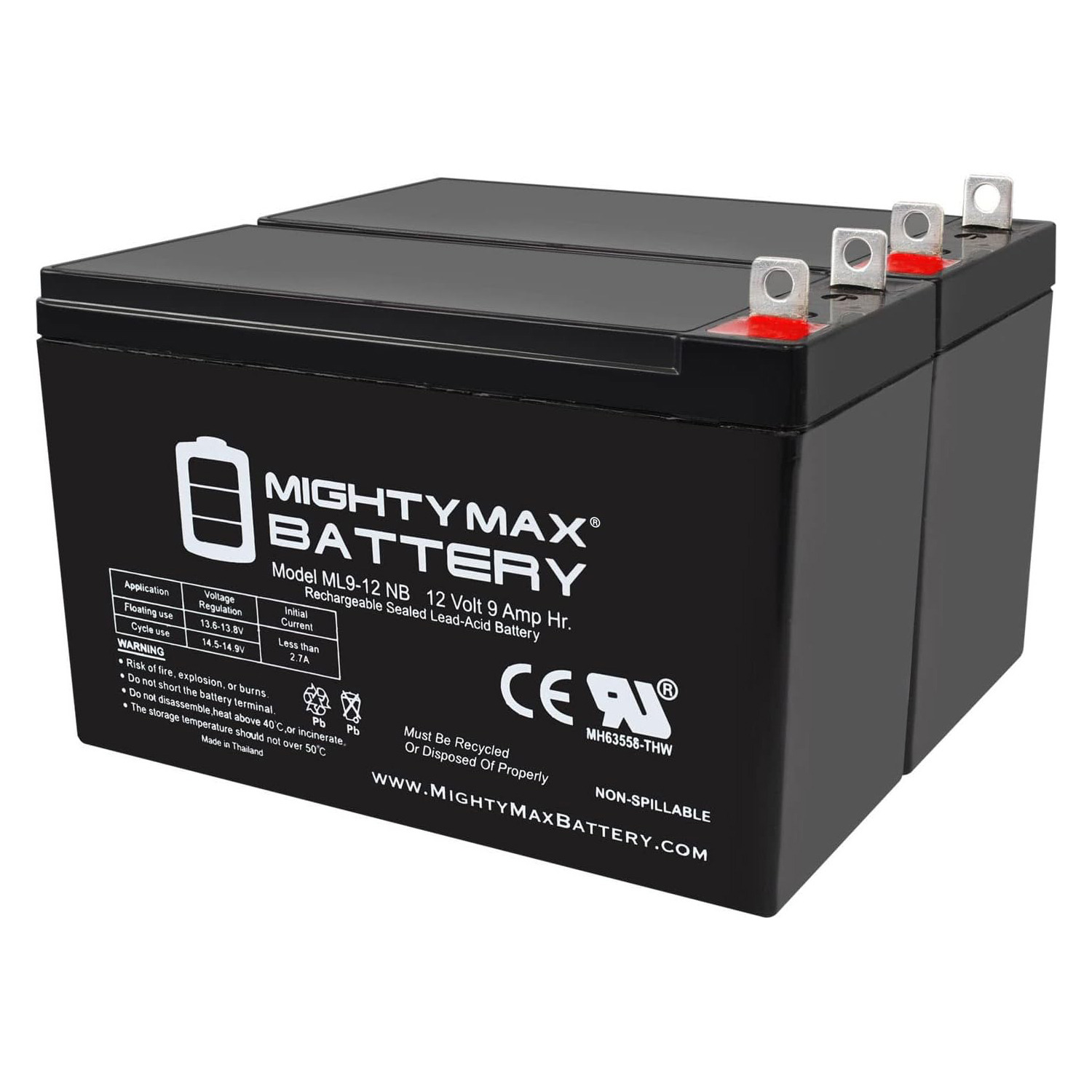12V 9AH SLA Replacement Battery for Schumacher DSR WP1236WT - 2 Pack