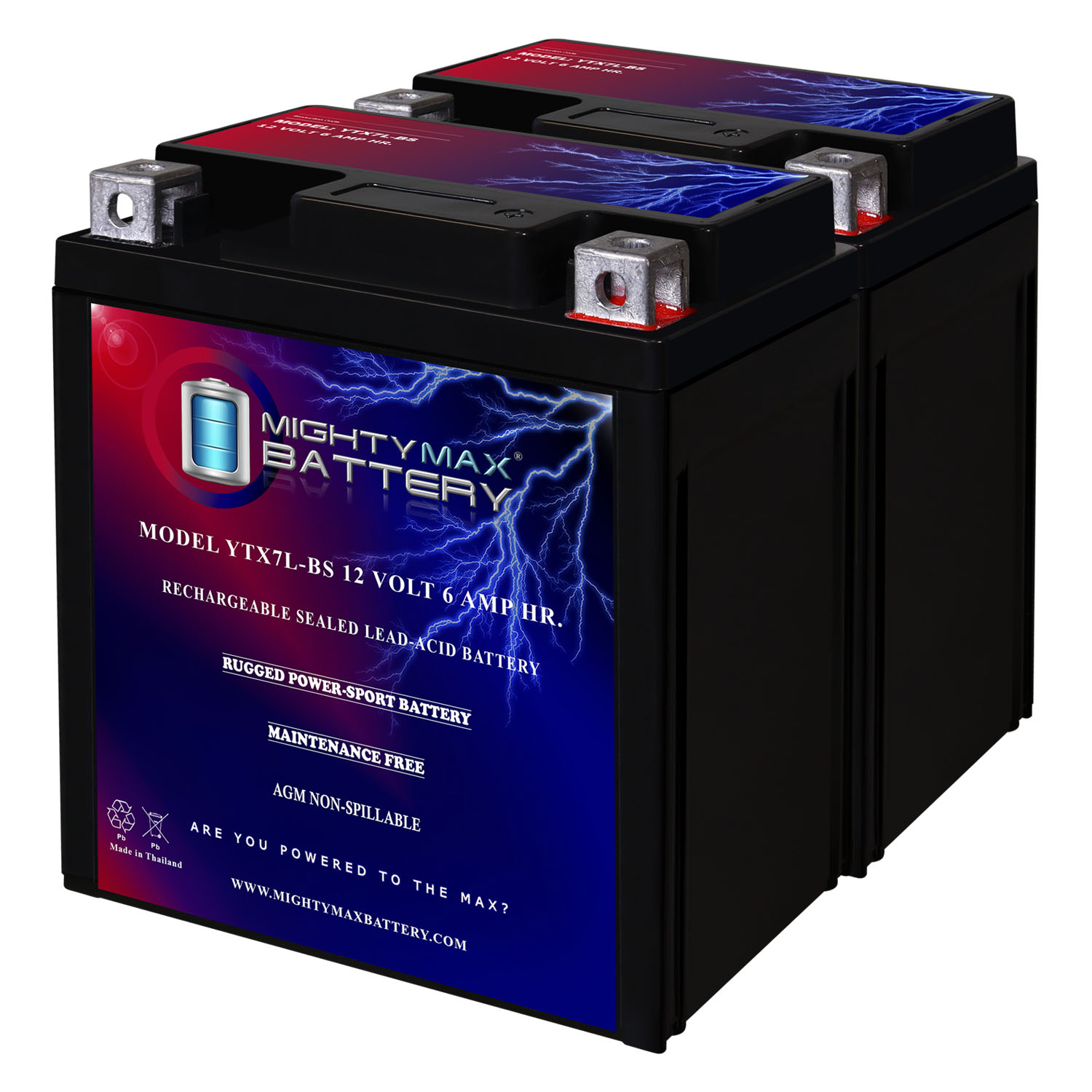 YTX7L-BS 12V 6Ah Replacement Battery for Shotgun 7L-BS - 2 Pack