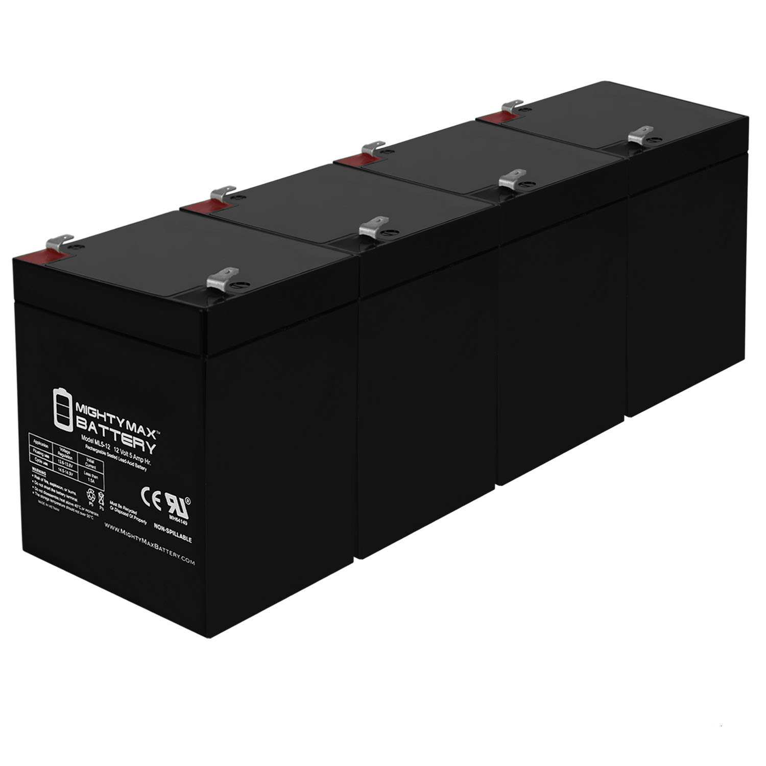12V 5AH SLA Replacement Battery for PowerStar AGM1205-230 - 4 Pack
