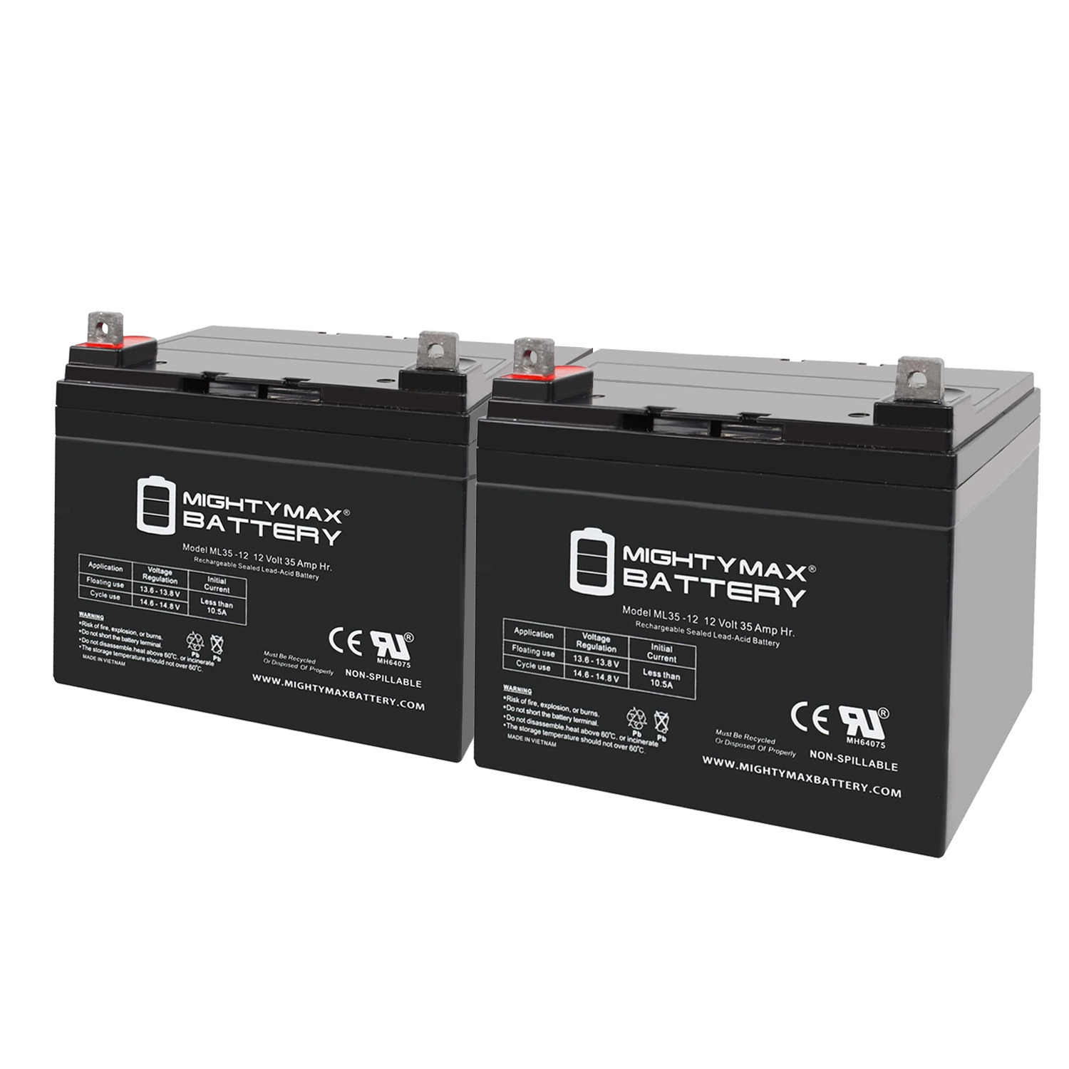 12V 35AH SLA Replacement Battery for Sunnyway SWE12350 - 2 Pack