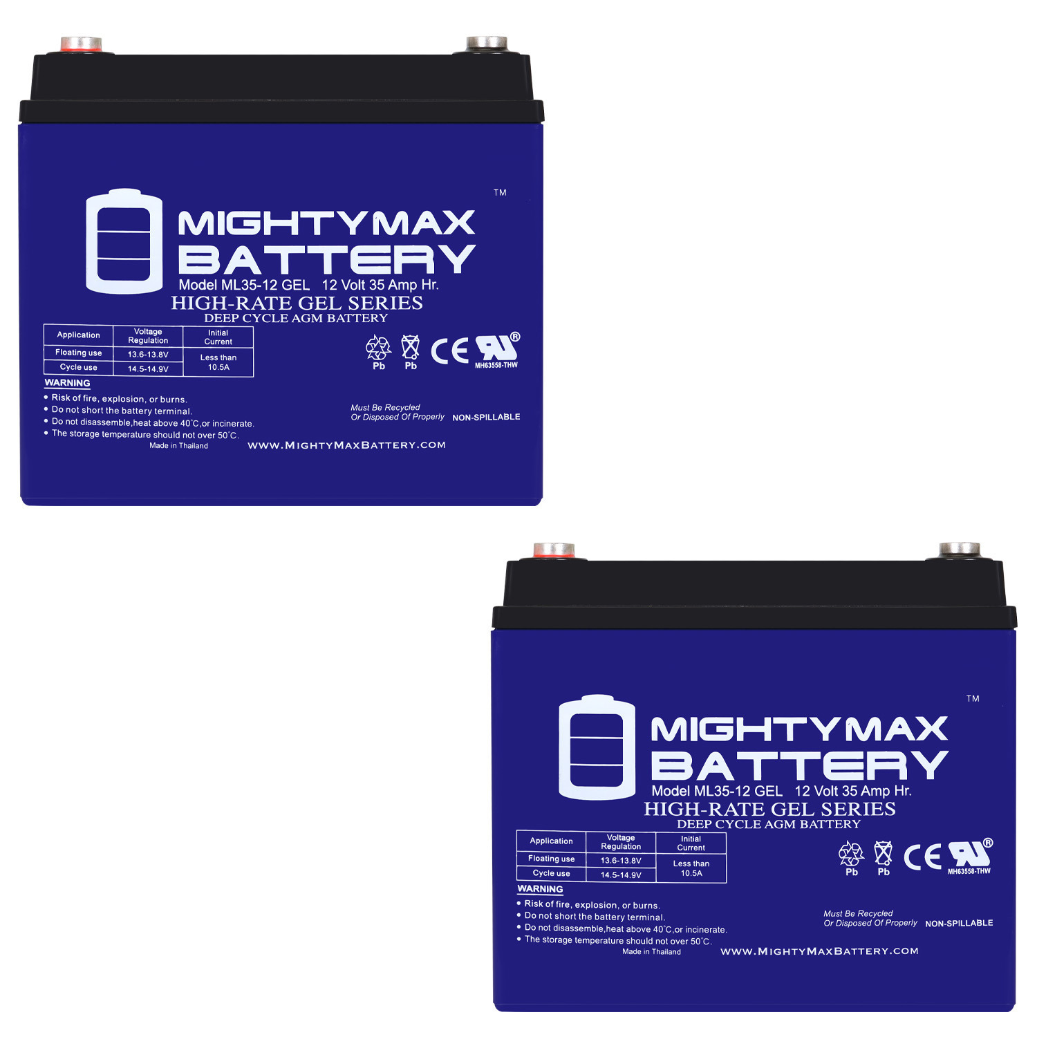 12V 35AH GEL Replacement Battery for BSB DC12-35 - 2 Pack