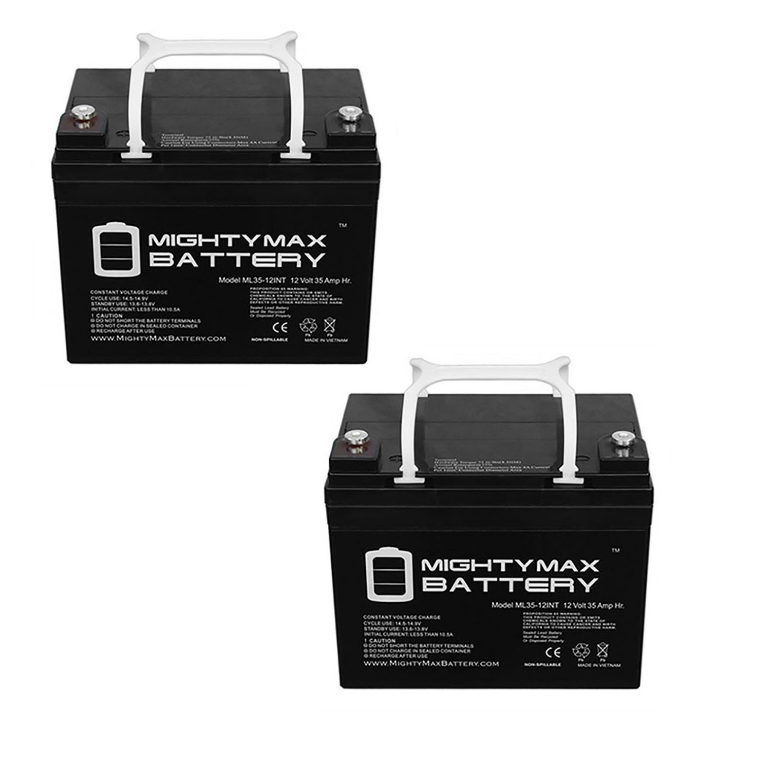12V 35AH INT Replacement Battery for Exide Bat0065 - 2 Pack