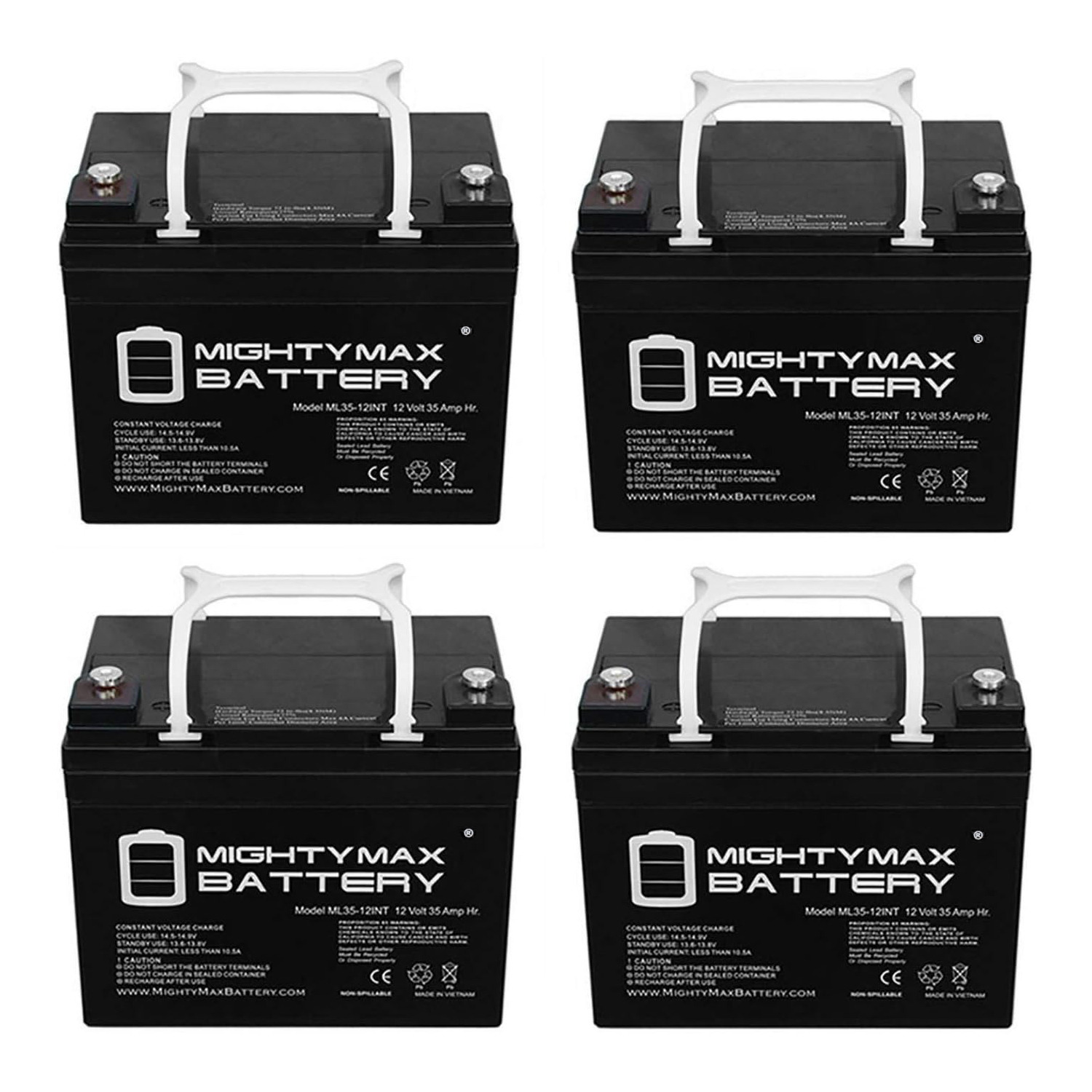 12V 35AH INT Replacement Battery for Motobatt MBU1-35 - 4 Pack