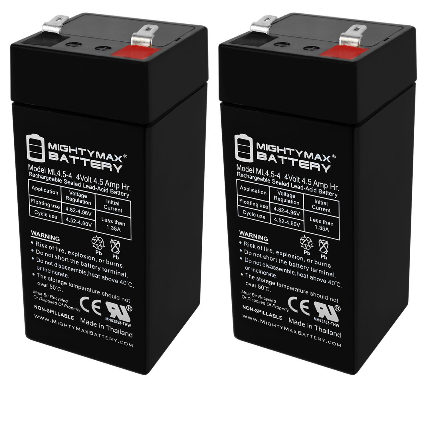 4 Volt 4.5 Ah SLA Replacement Battery for Emergi-Lite ME2 - 2 Pack