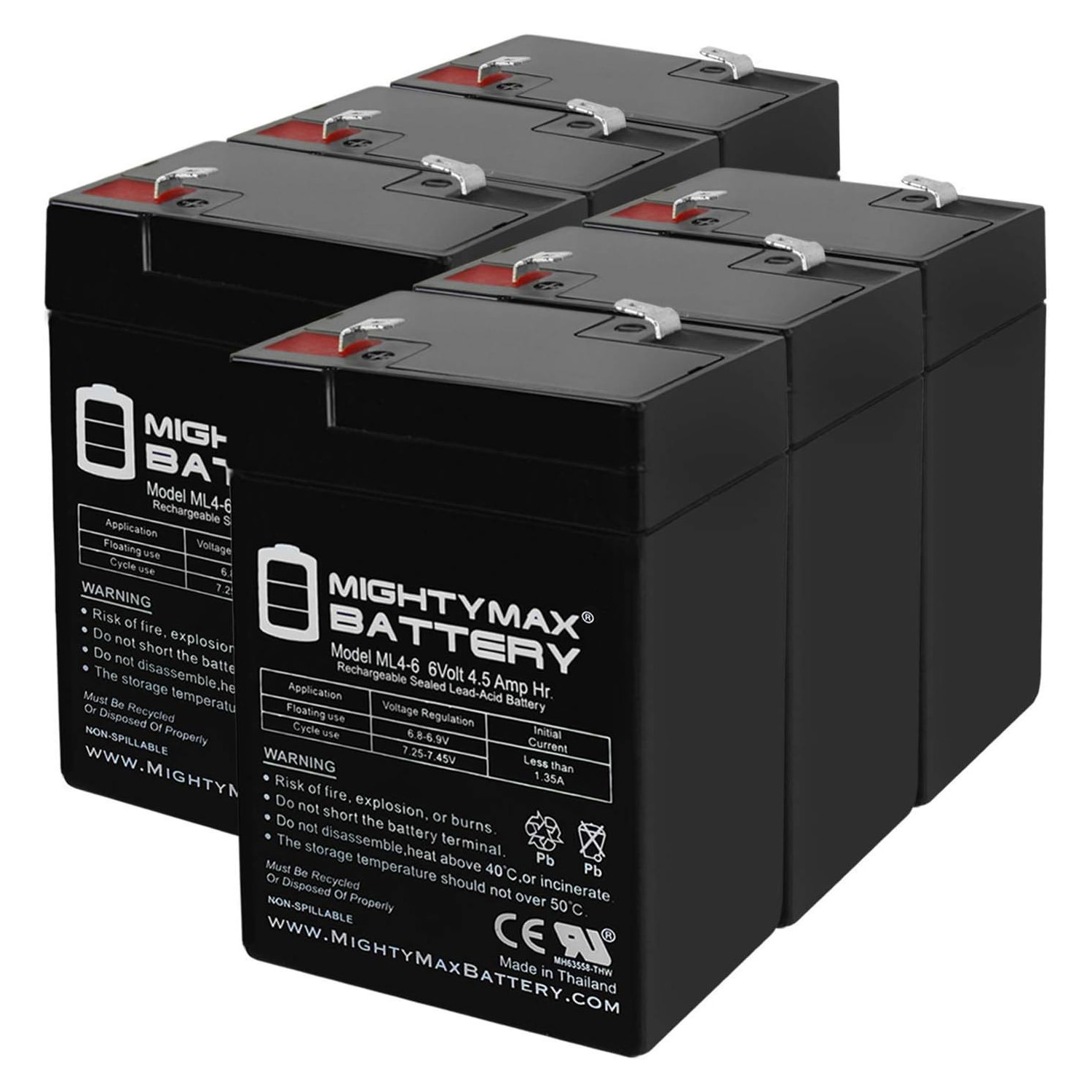 6V 4.5AH SLA Replacement Battery for Big Beam 2PH6S5 - 6 Pack