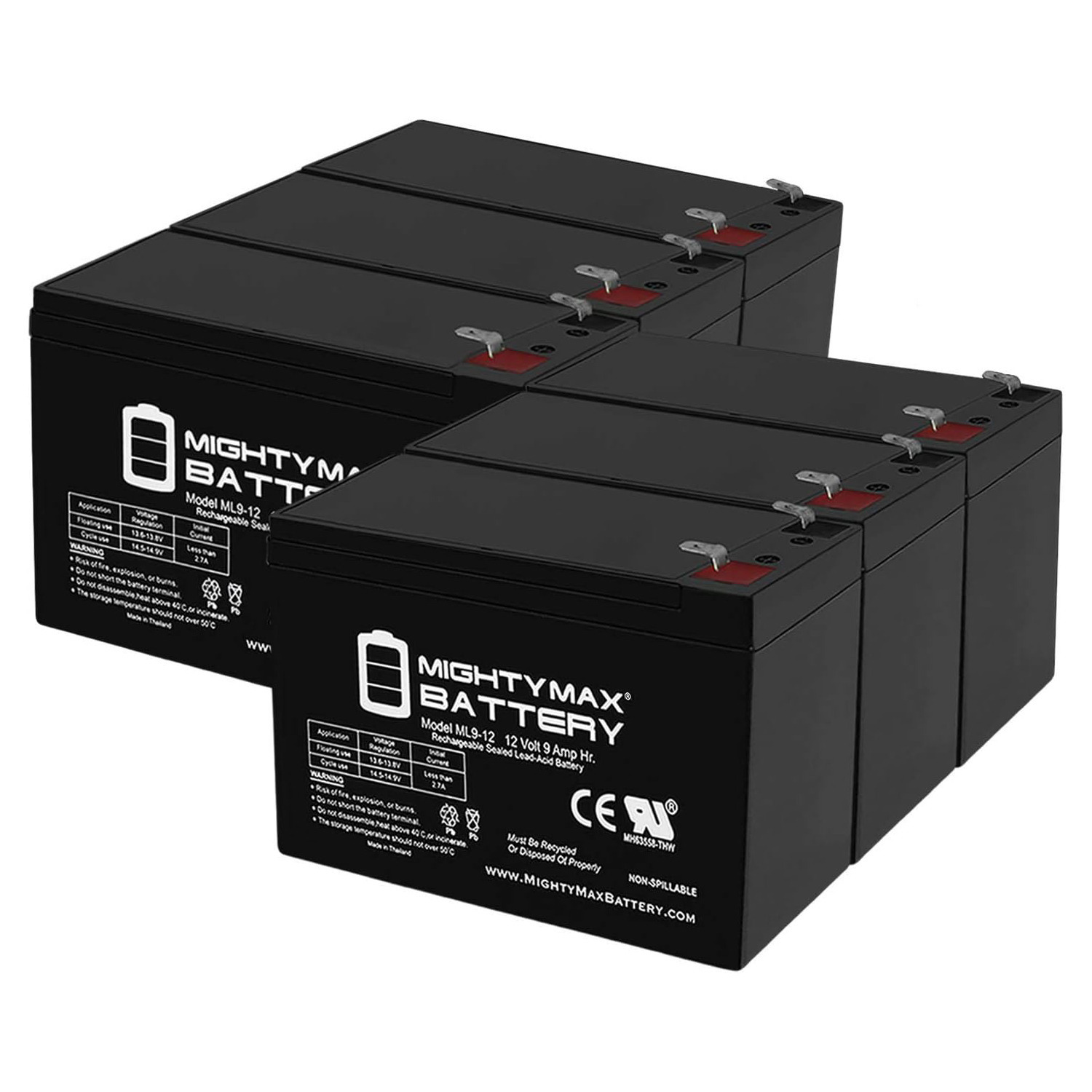 12V 9Ah SLA Replacement Battery for Toshiba 51896 - 6 Pack