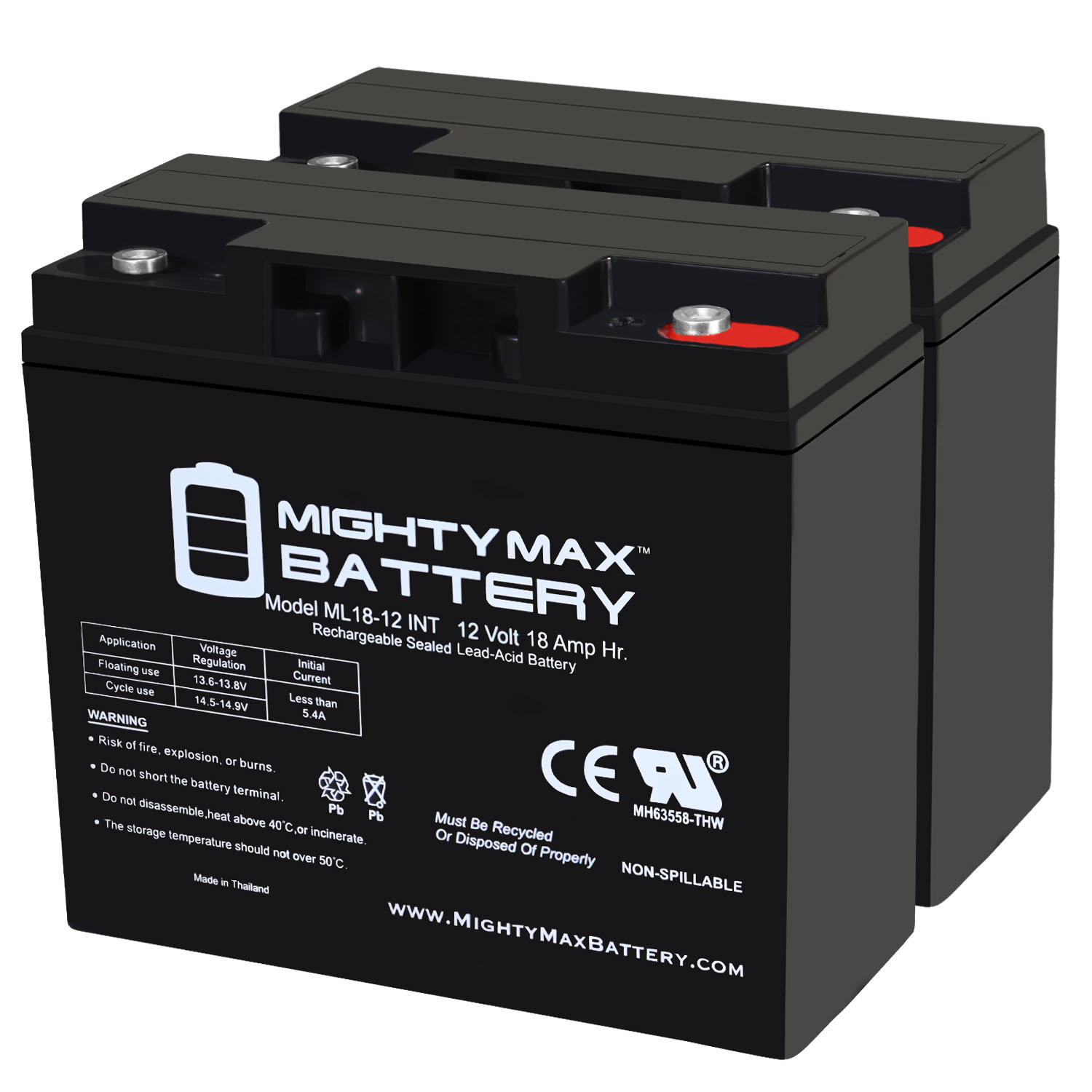 12V 18AH INT Replacement Battery for CB19-12 - 2 Pack