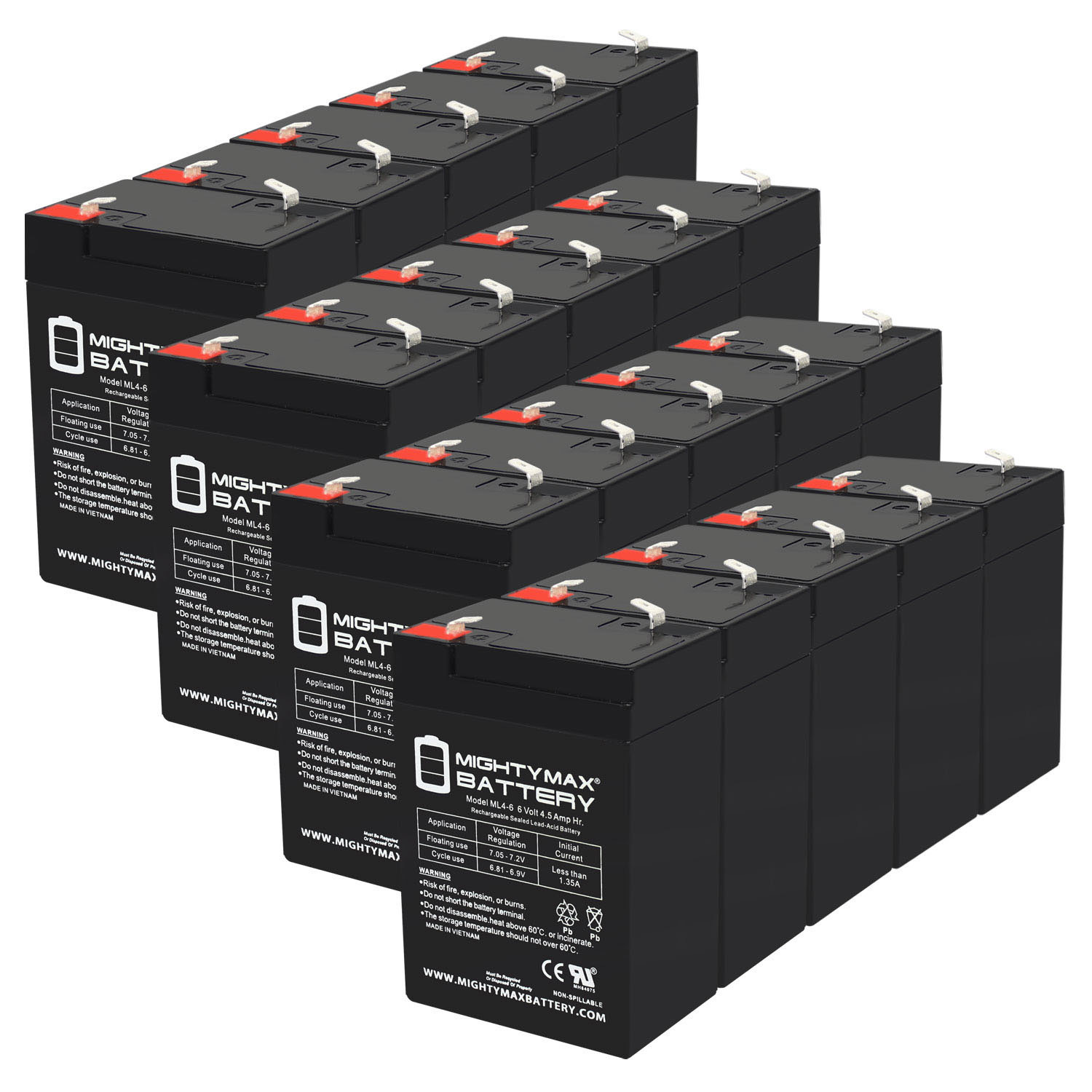 6V 4.5AH SLA Replacement Battery for B&B BP56 - 20 Pack