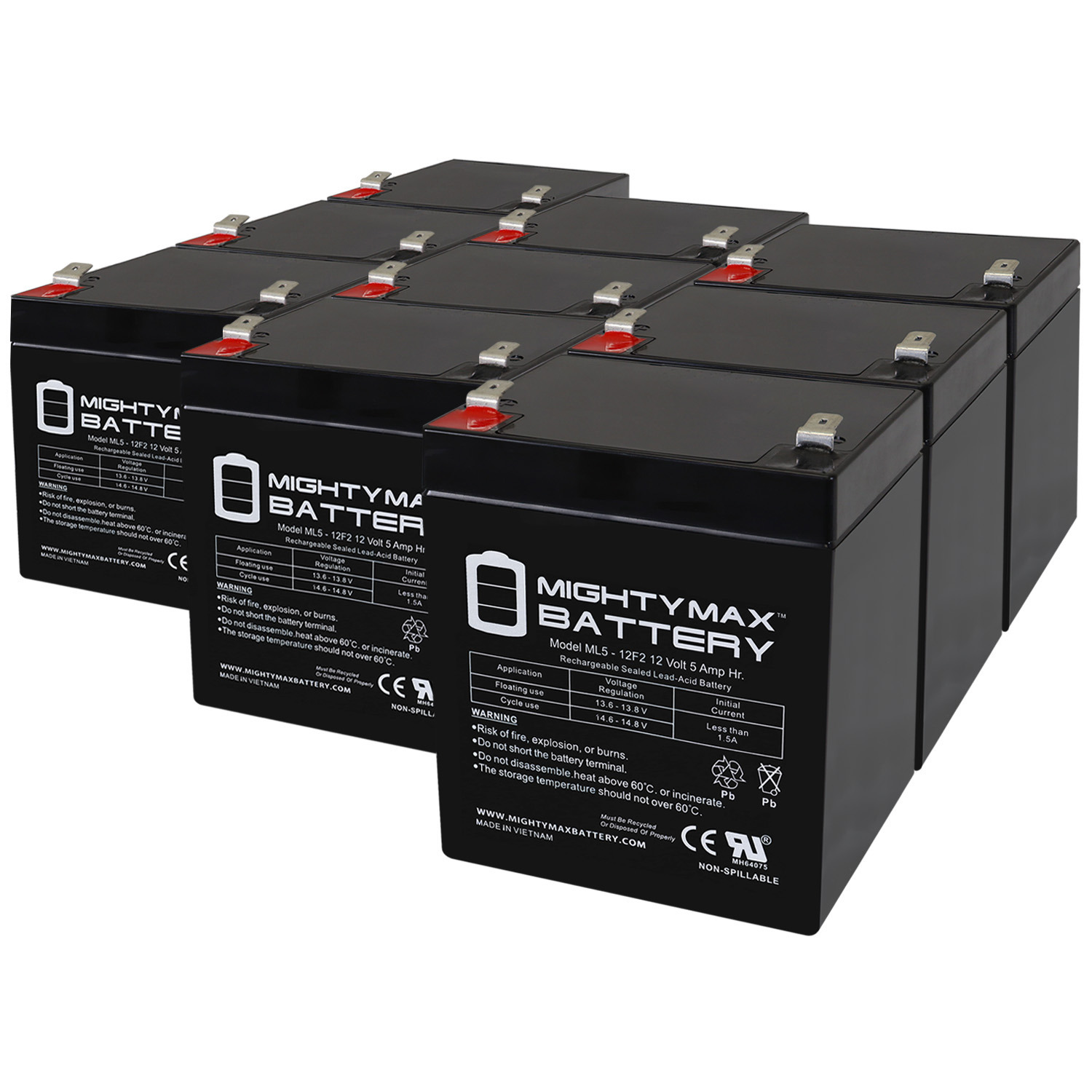 12V 5Ah F2 SLA Replacement Battery for Belkin Office Series 550VA - 9 Pack
