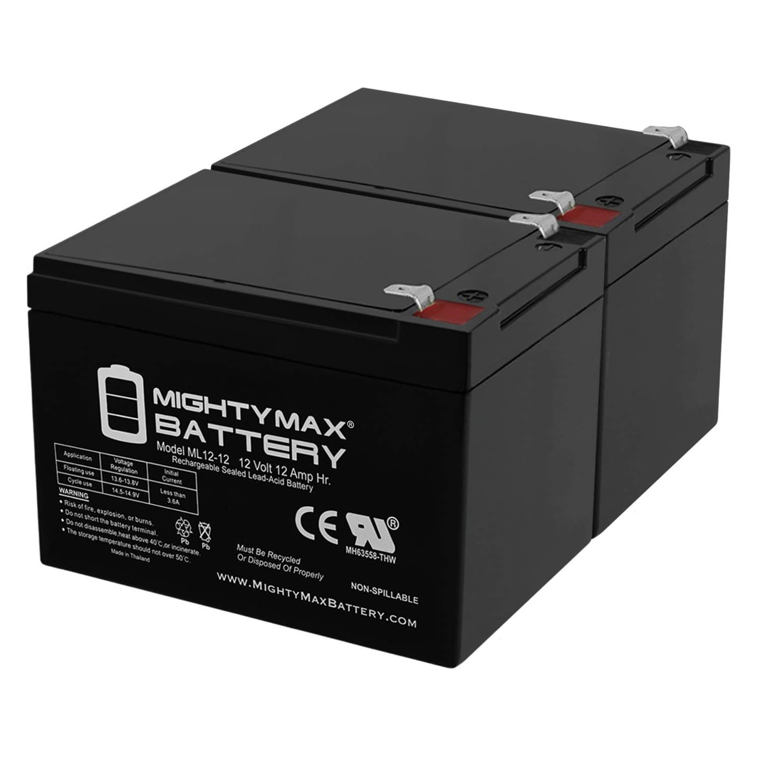 12V 12AH SLA Replacement Battery for Emerson AP130SB - 2 Pack