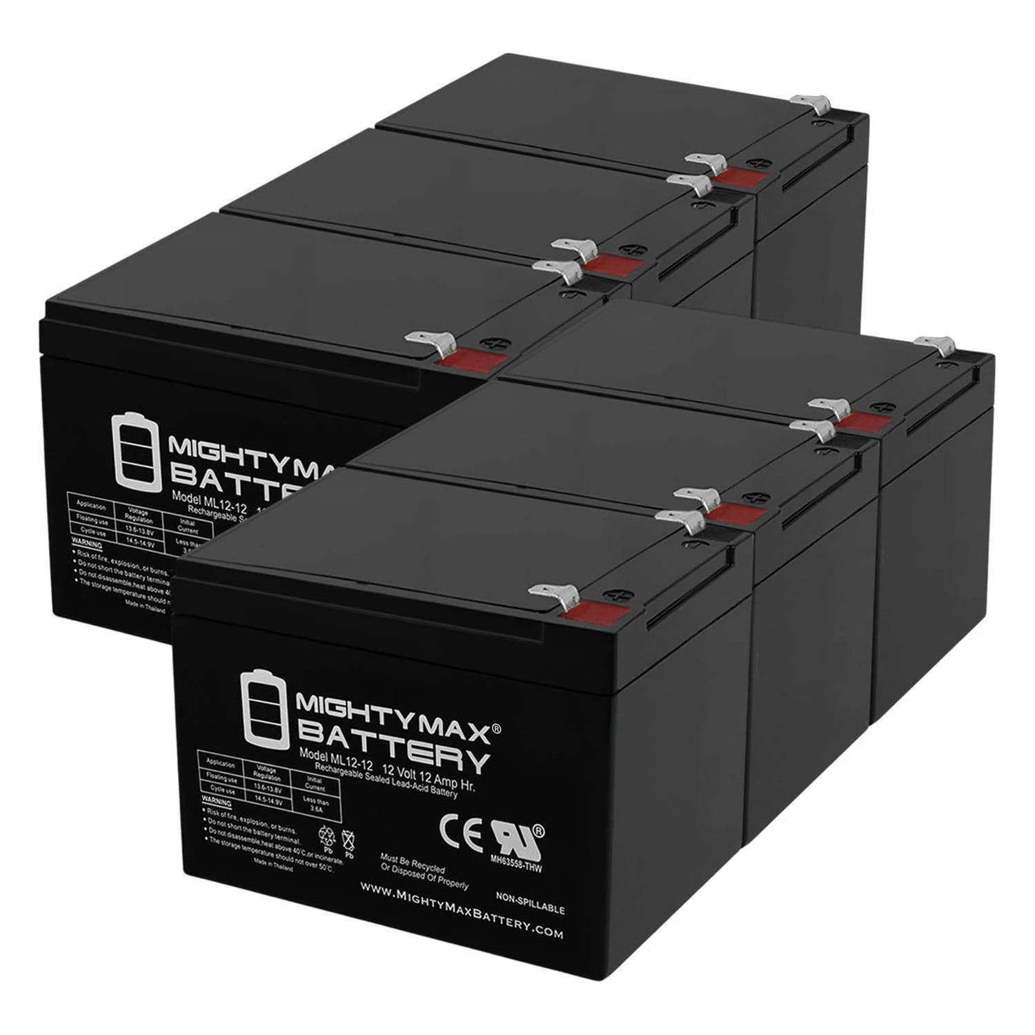 12V 12AH SLA Replacement Battery for Emerson AP130SB - 6 Pack