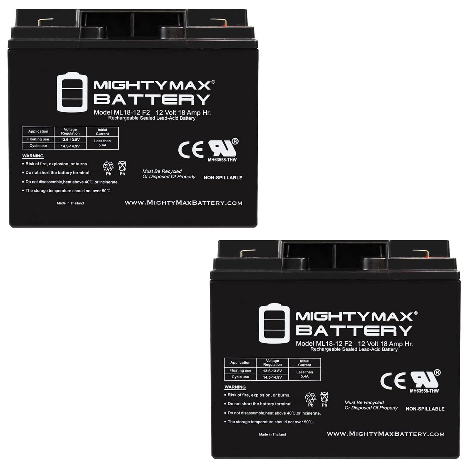 12V 18AH F2 Replacement Battery Compatible with Bright Way Group BWG 12180F2 - 2 Pack