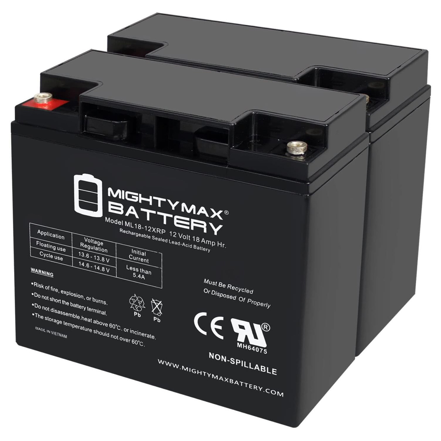 12V 18AH SLA Replacement Battery Compatible with Leoch DJW12-20, DJW 12-20 - 2 Pack