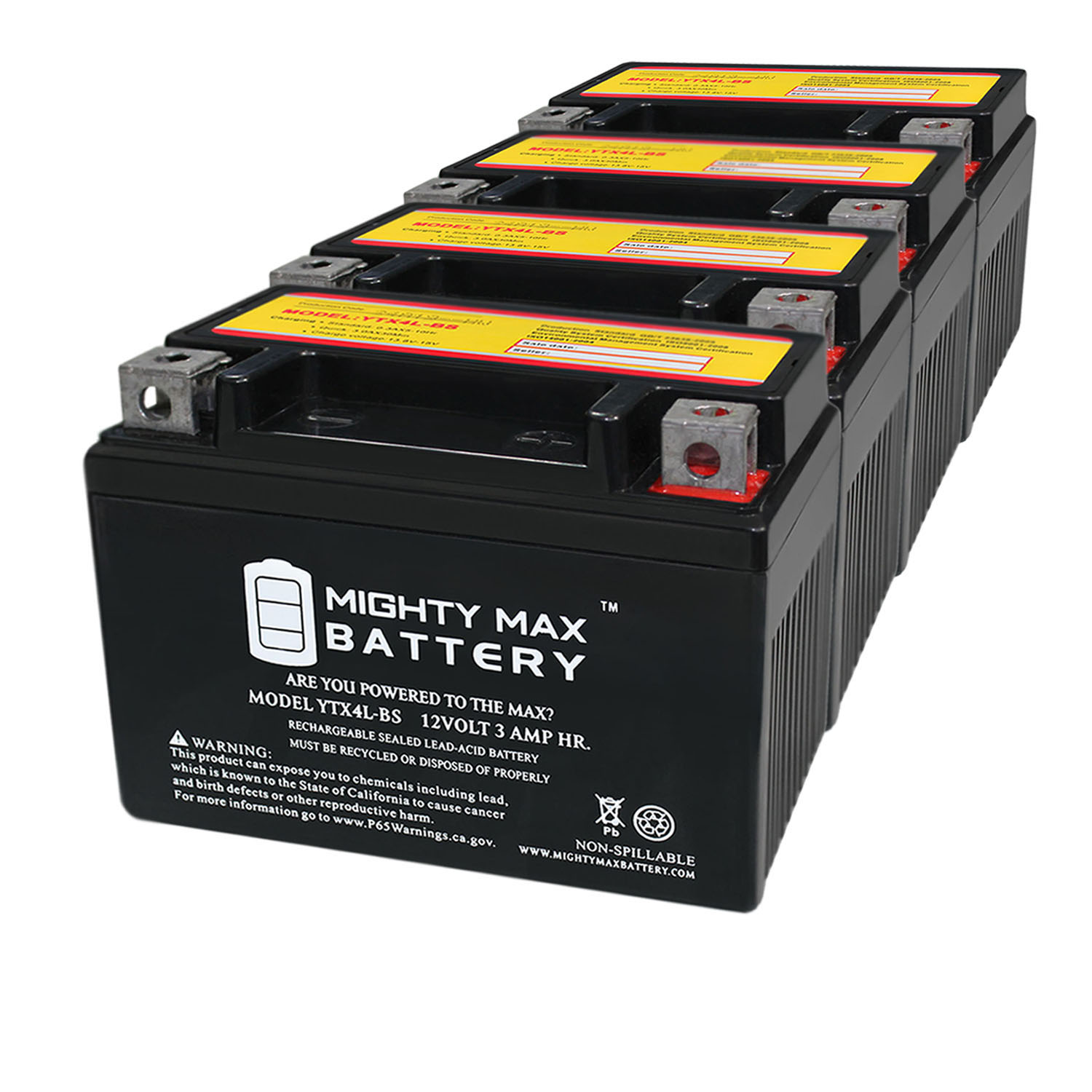 YTX4L-BS SLA Replacement Battery Compatible with UPlus YTX4L-BS - 4 Pack