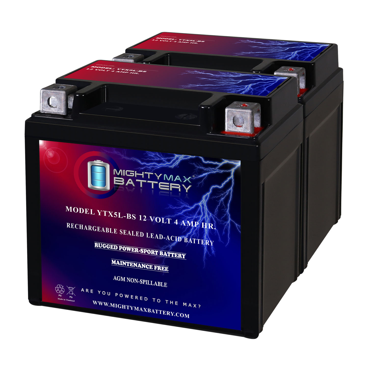 YTX5L-BS Replacement Battery Compatible with Power Source GTX5L-BS - 2 Pack