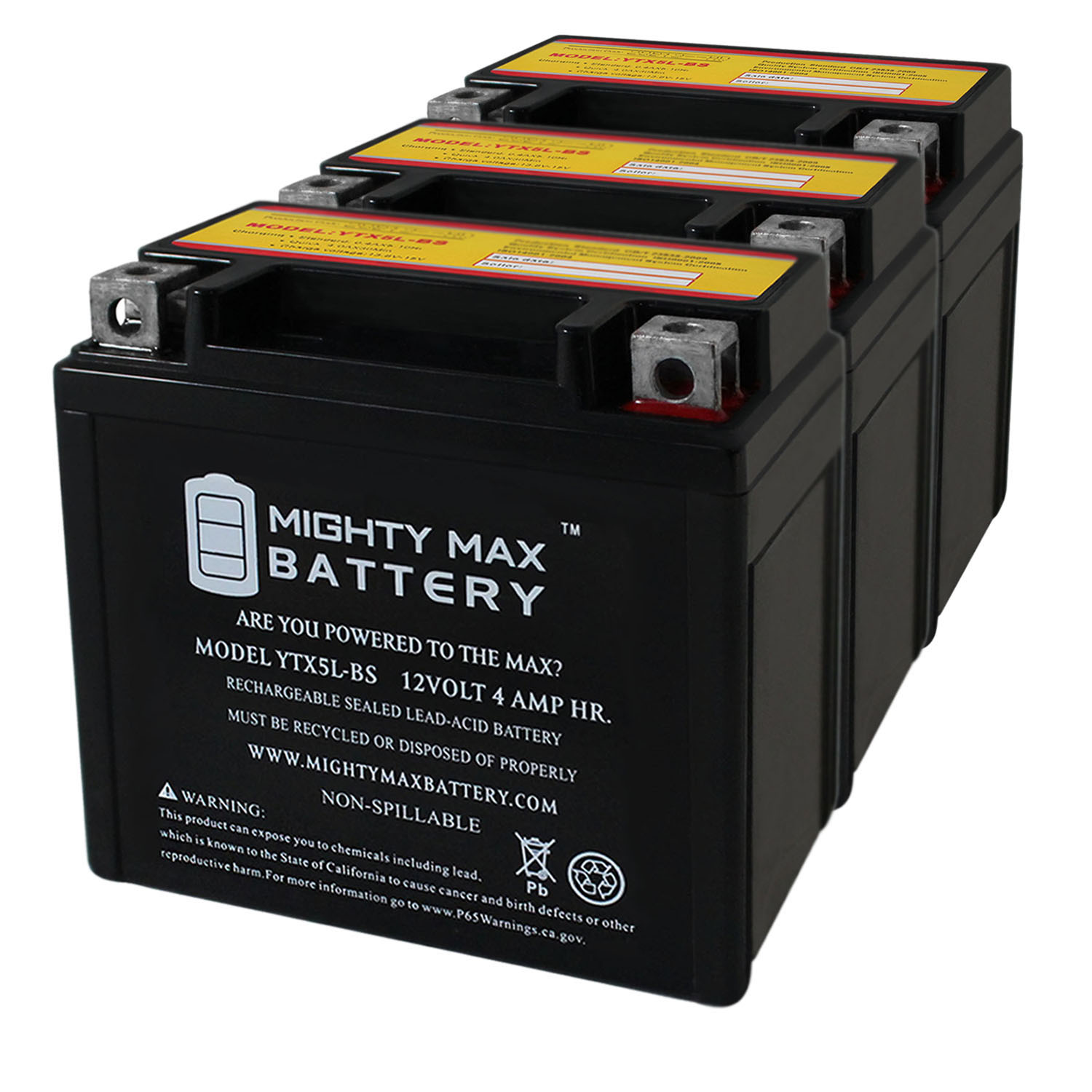 YTX5L-BS Replacement Battery Compatible with Shotgun GTX5L-BS - 3 Pack