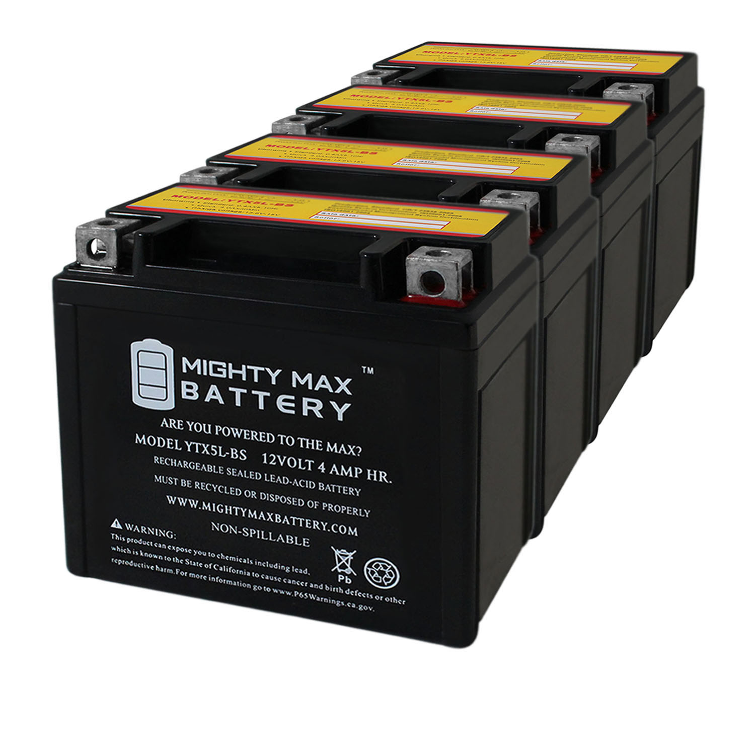 YTX5L-BS Replacement Battery Compatible with UPlus YTX5L-BS - 4 Pack