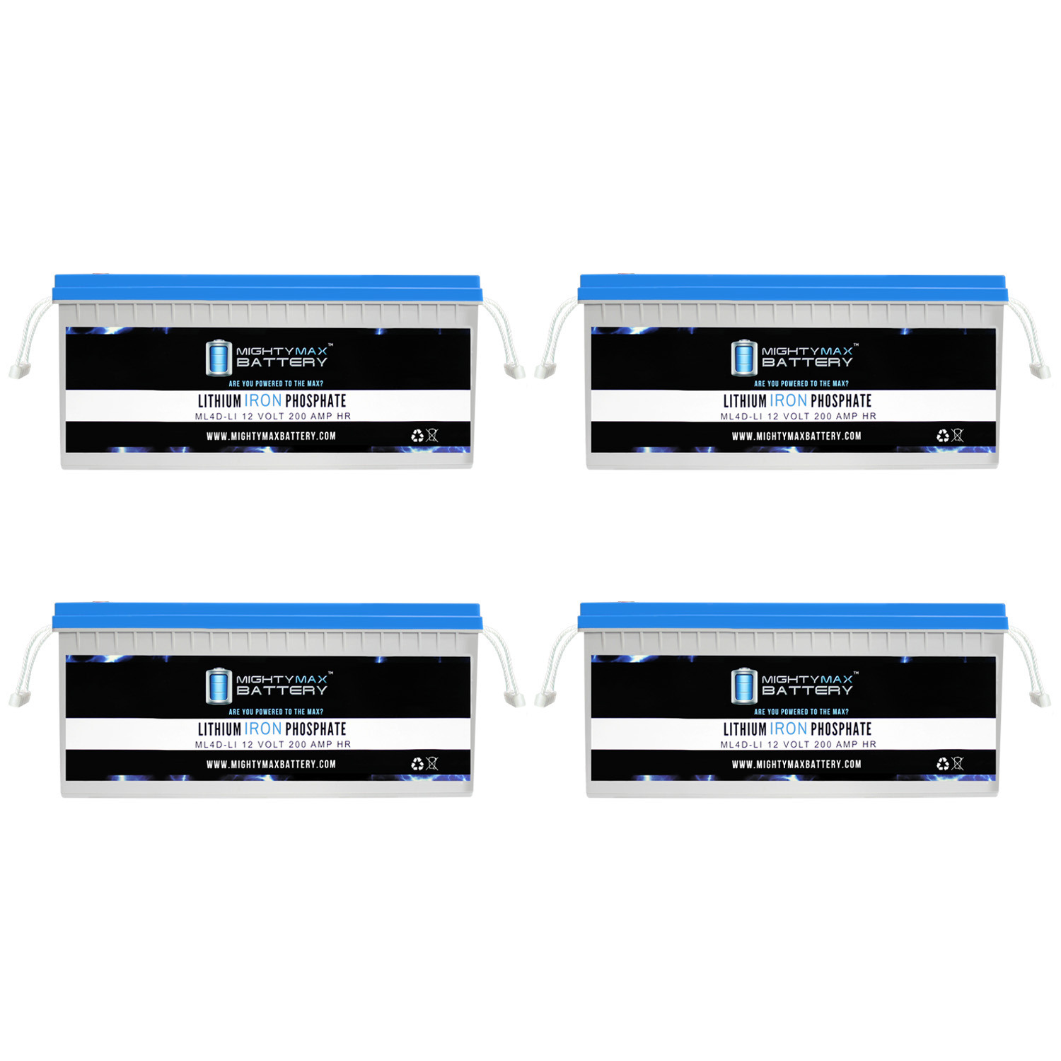 12V 200AH Lithium Replacement Battery Compatible with 7266 - 4 Pack