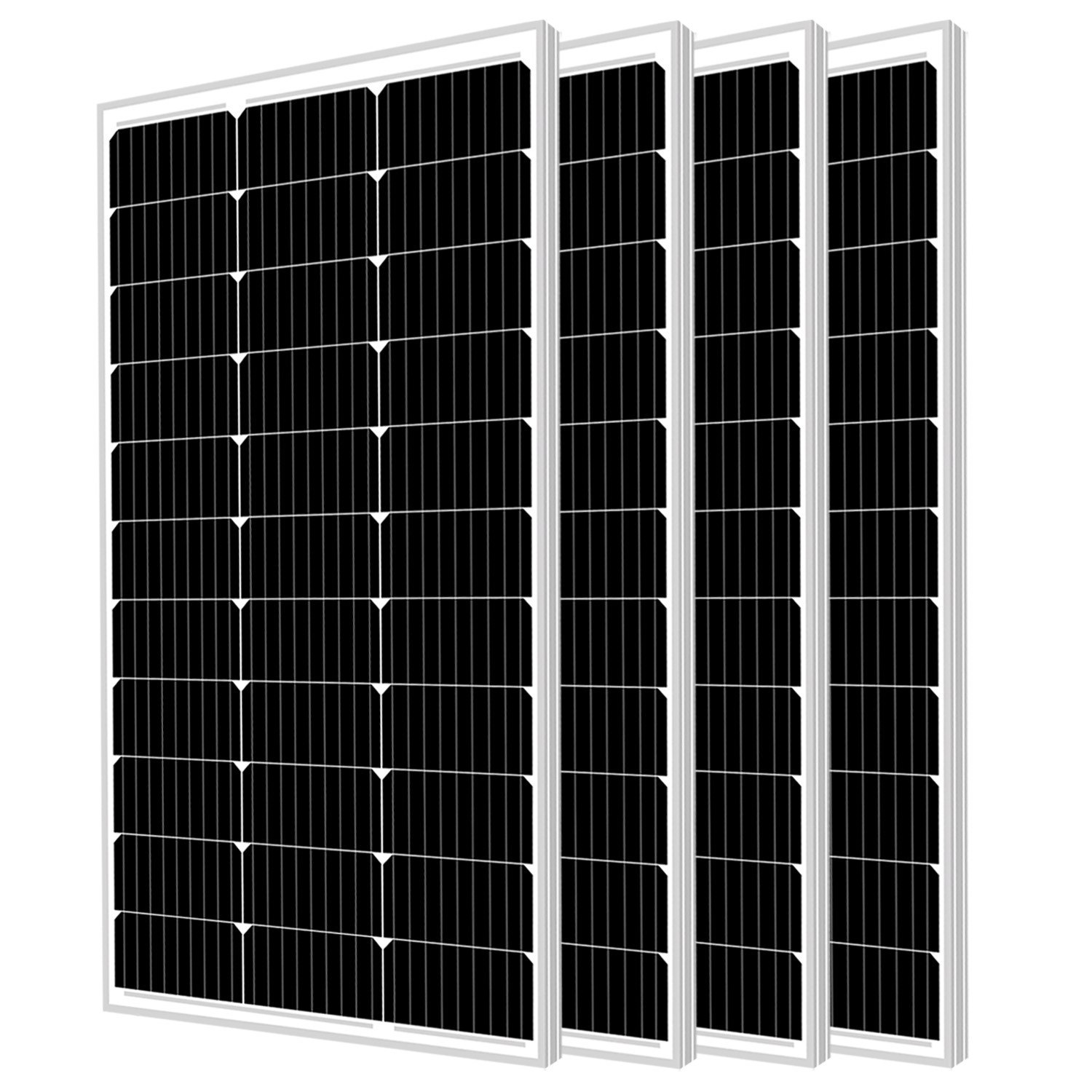 100W Solar Panel 12V Mono Off Grid Battery Charger for RV Marine Rooftop Farm - 4 Pack