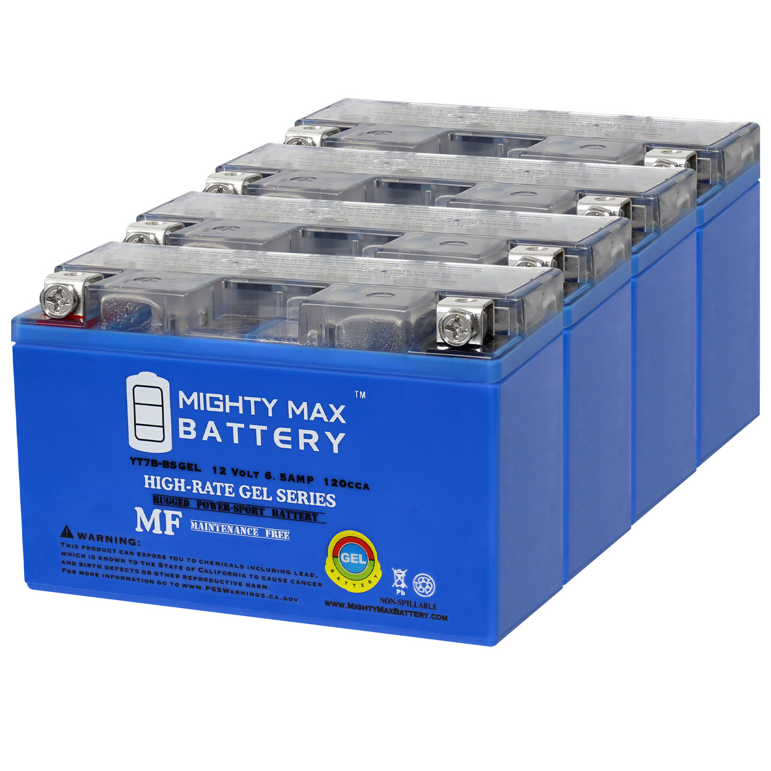 YT7B-BS GEL 12V 6.5AH Replacement Battery compatible with SigmasTek ST7B-BS Powersport - 4 Pack