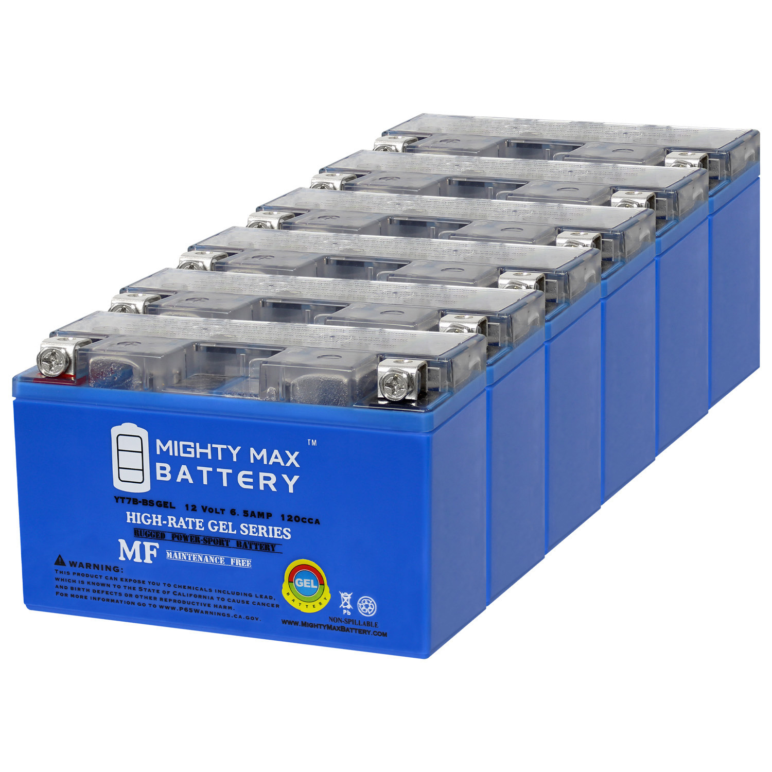 YT7B-BS GEL 12V 6.5AH Replacement Battery compatible with SigmasTek ST7B-BS Powersport - 6 Pack