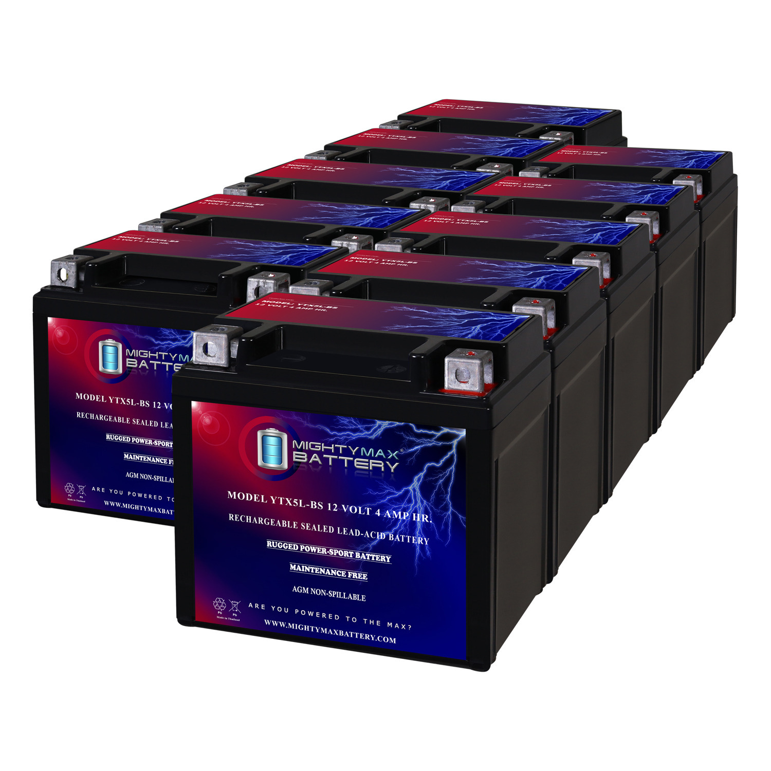 YTX5L-BS Replacement Battery Compatible with Arctic Cat 90 Alterra 90 21-22 - 10 Pack