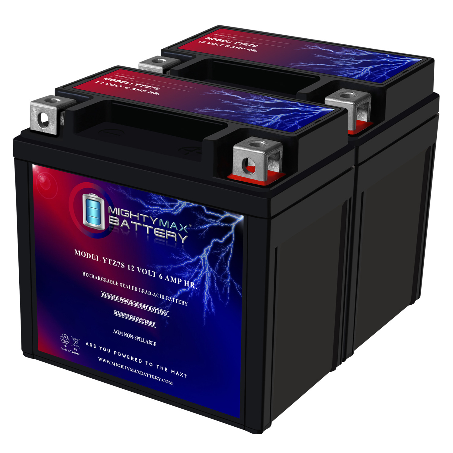YTZ7S 12V 6AH Replacement Battery compatible with Honda TRX90X Yamaha KTM - 2 Pack