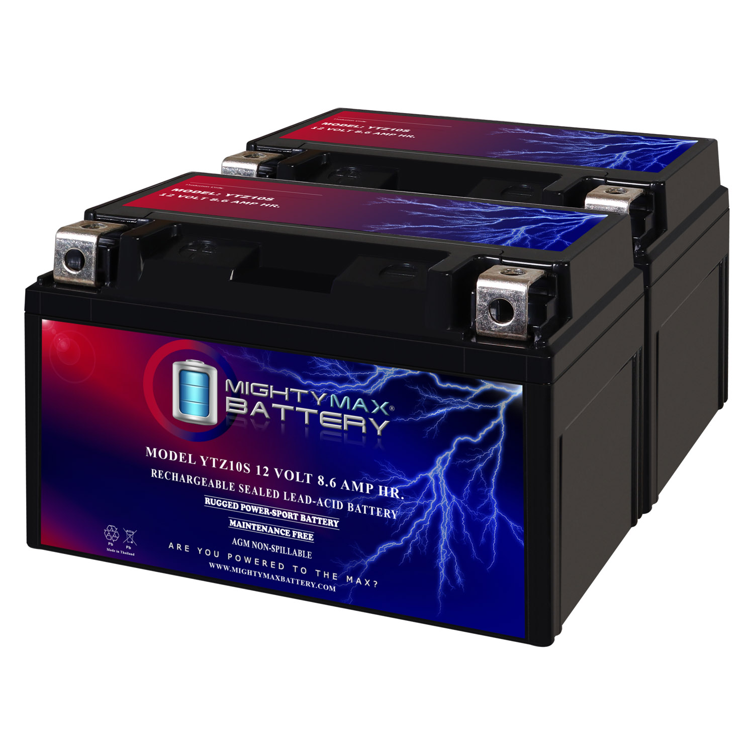 YTZ10S 12V 8.6AH Replacement Battery compatible with KTM 625 640 690 Duke SMC SXC - 2 Pack
